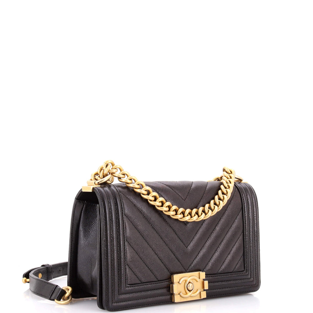 Boy Flap Bag Chevron Caviar Old Medium