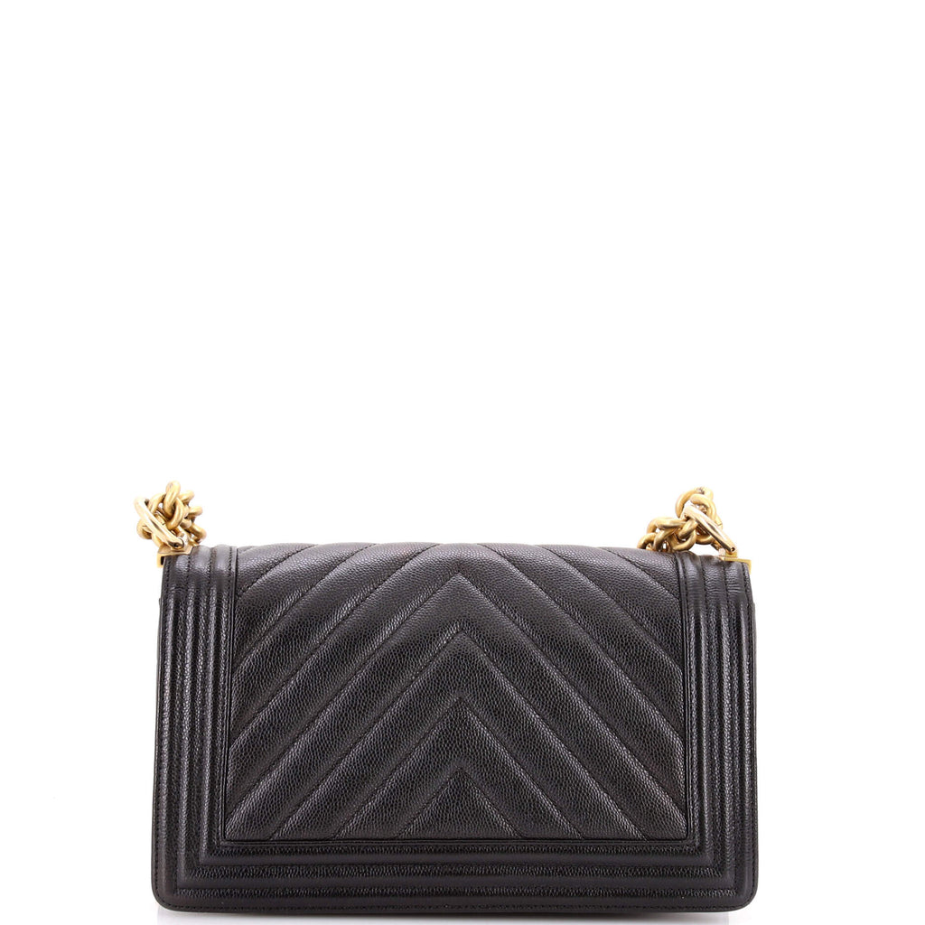 Boy Flap Bag Chevron Caviar Old Medium