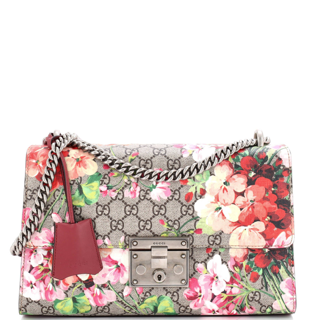 Padlock Shoulder Bag Blooms Print GG Coated Canvas Medium