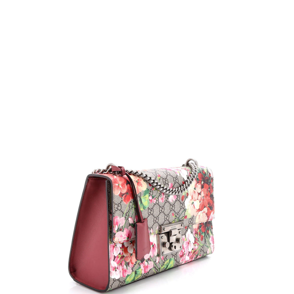 Padlock Shoulder Bag Blooms Print GG Coated Canvas Medium