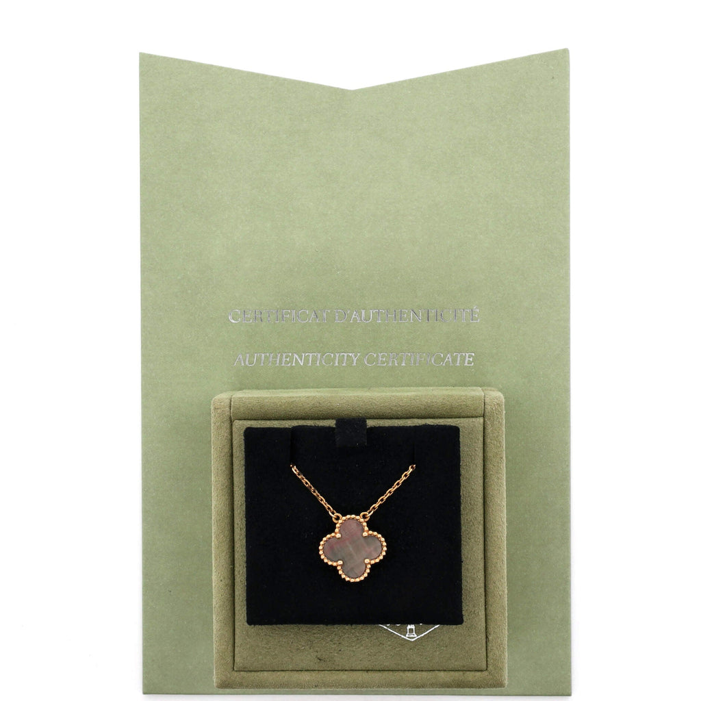 Vintage Alhambra Pendant Necklace 18K Rose Gold and Grey Mother of Pearl