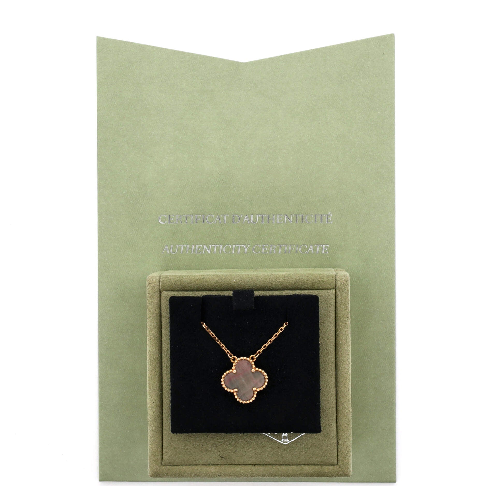 Vintage Alhambra Pendant Necklace 18K Rose Gold and Grey Mother of Pearl