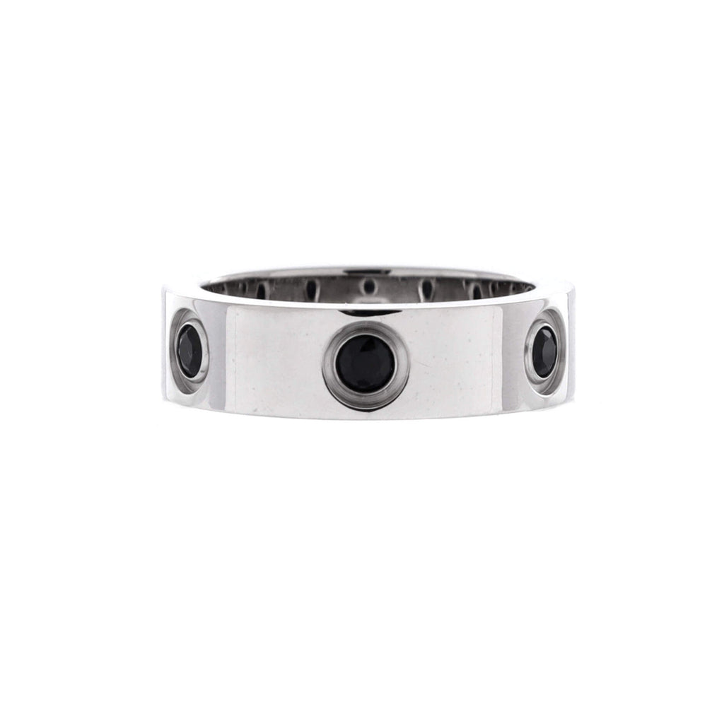 Love 6 Stone Band Ring 18K White Gold with Black Sapphires Narrow