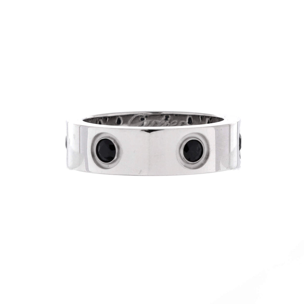 Love 6 Stone Band Ring 18K White Gold with Black Sapphires Narrow