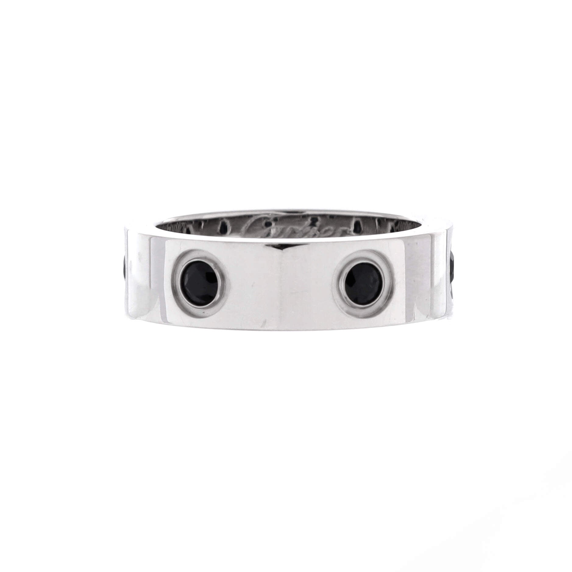 Love 6 Stone Band Ring 18K White Gold with Black Sapphires Narrow