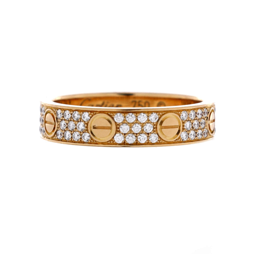 Love Wedding Band Pave Diamonds Ring 18K Yellow Gold and Diamonds