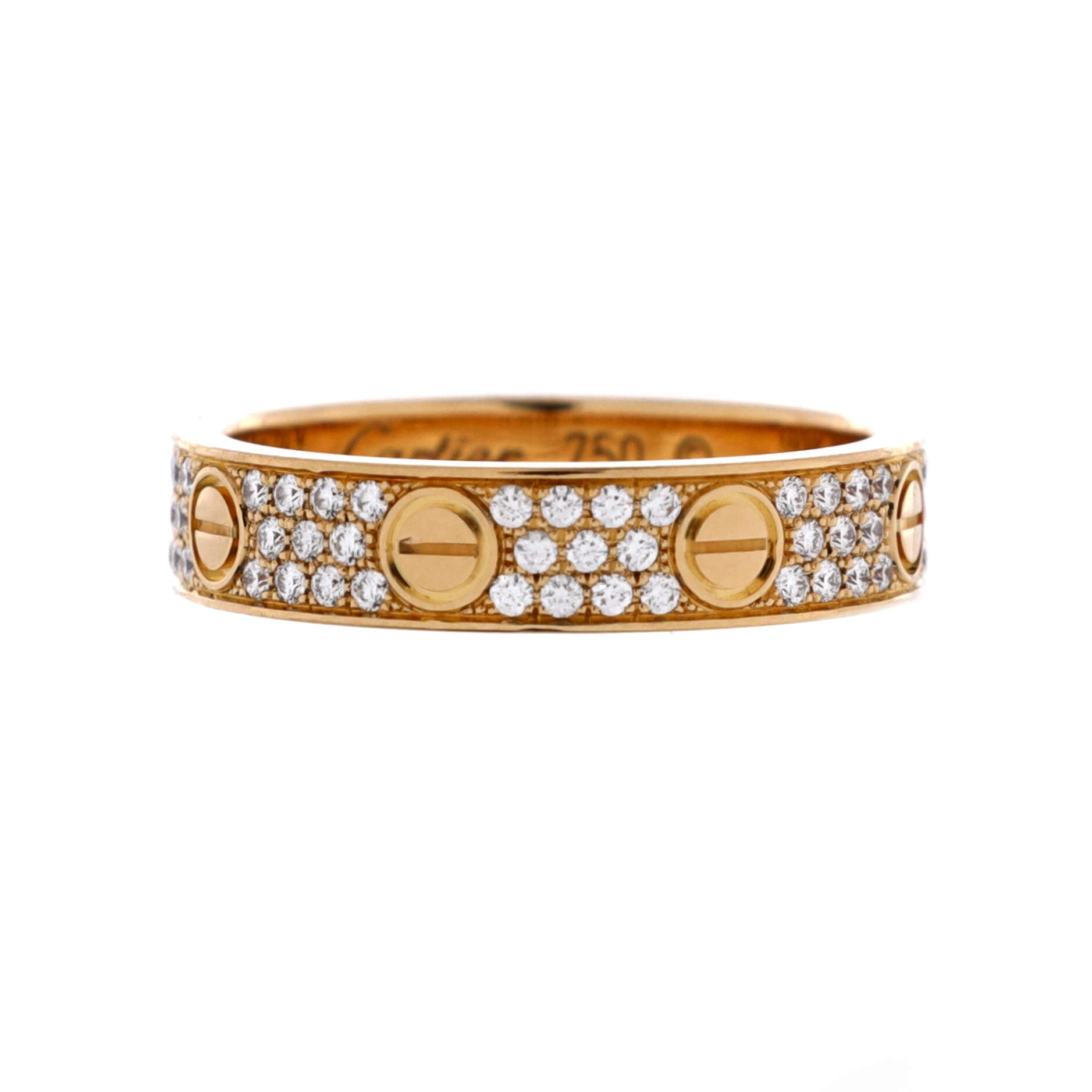 Love Wedding Band Pave Diamonds Ring 18K Yellow Gold and Diamonds
