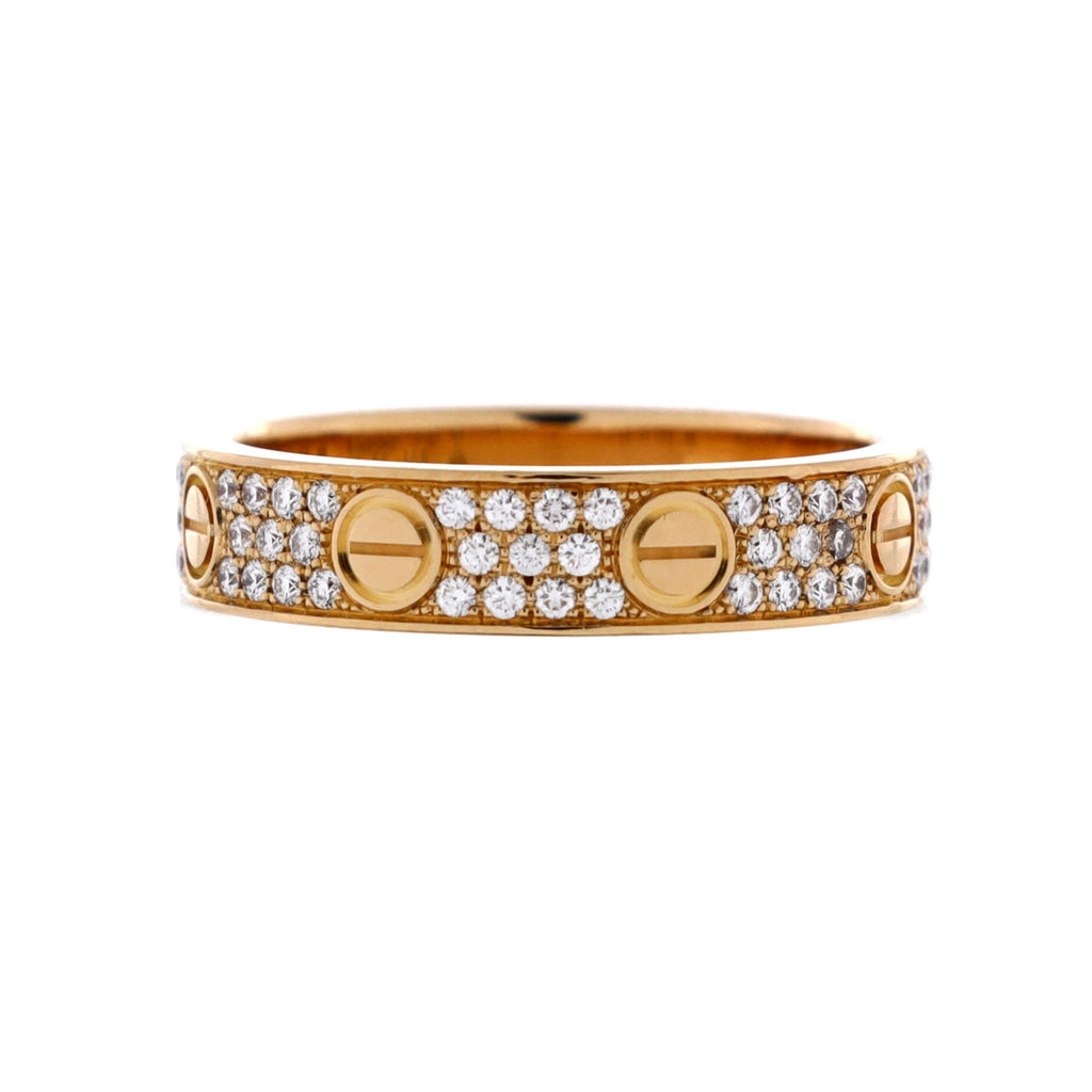 Love Wedding Band Pave Diamonds Ring 18K Yellow Gold and Diamonds