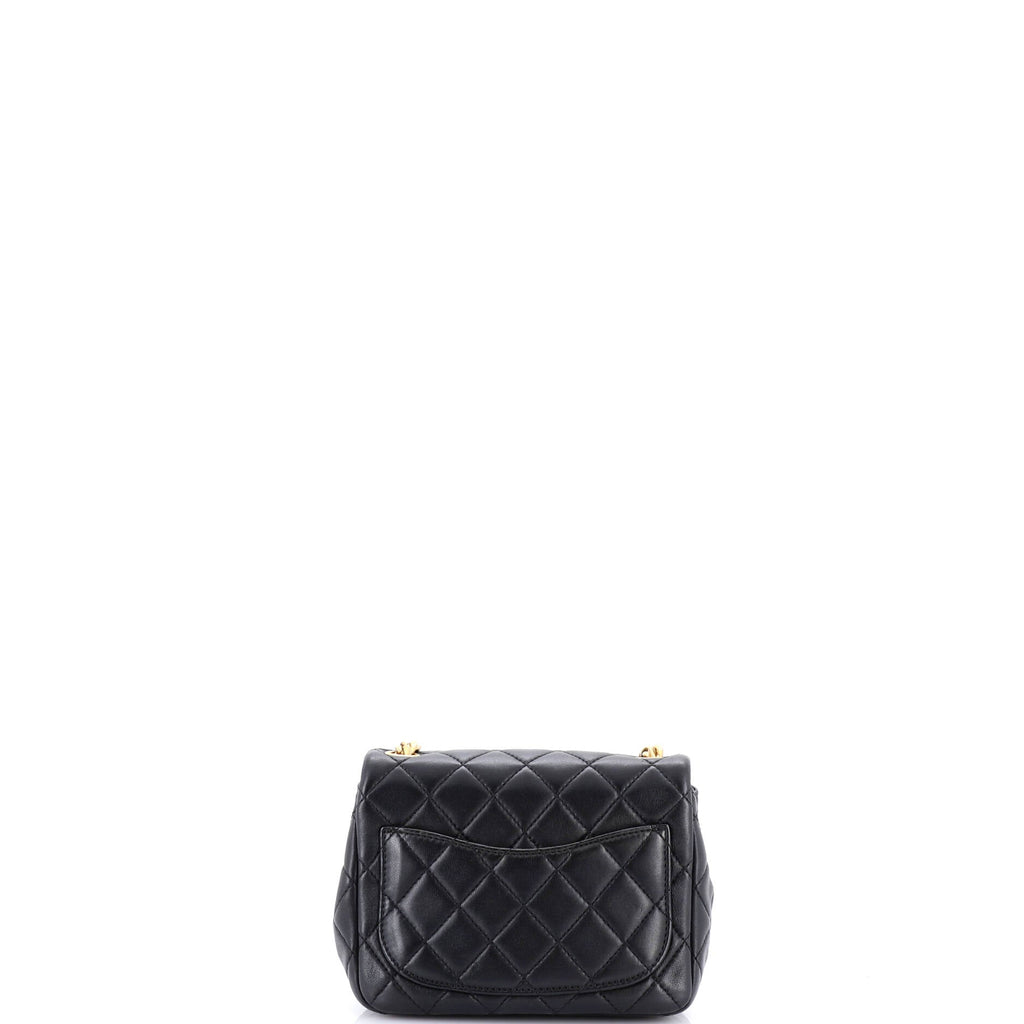 Pearl Samba Resin Chain Square Flap Bag Quilted Lambskin Mini