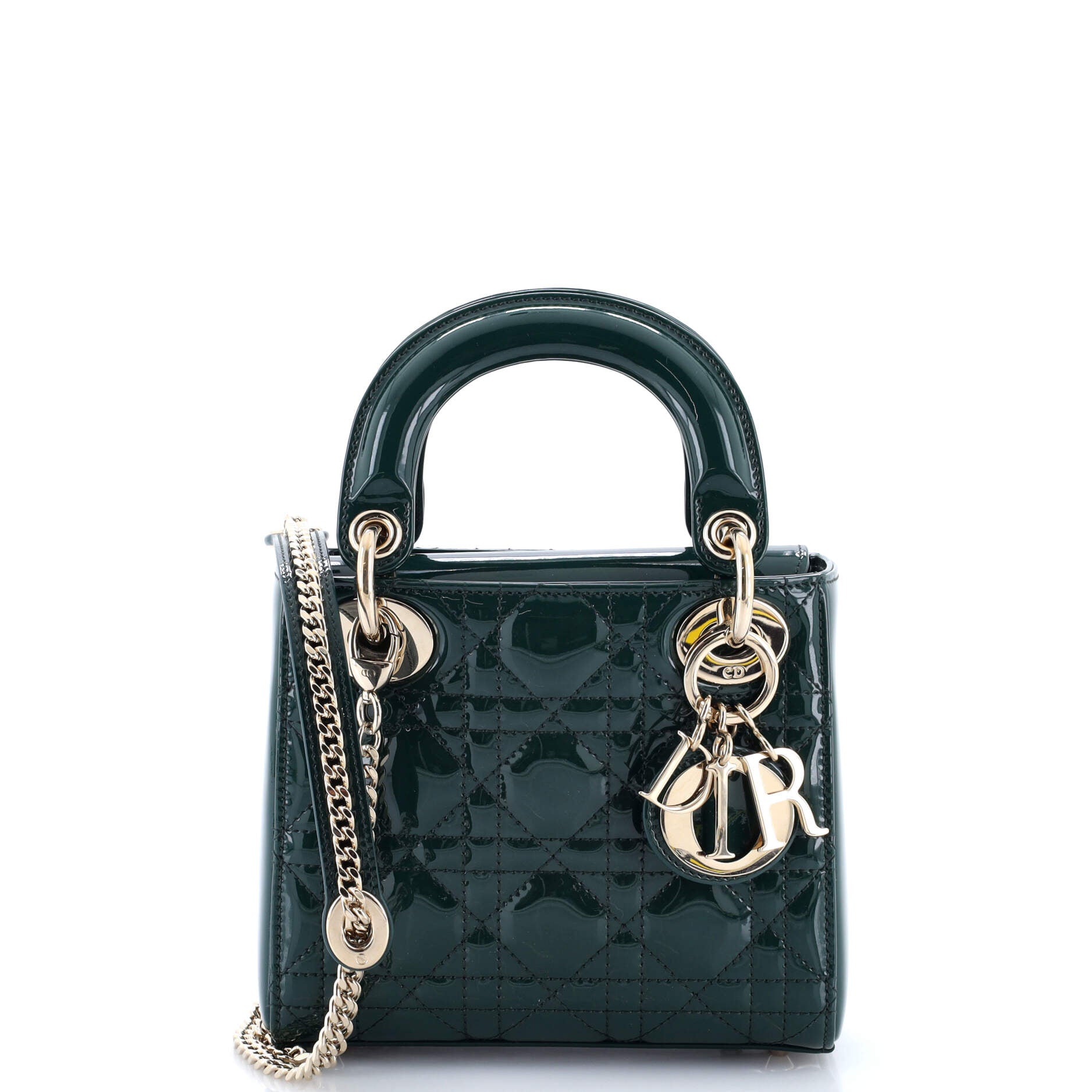 Lady Dior Chain Bag Cannage Quilt Patent Mini