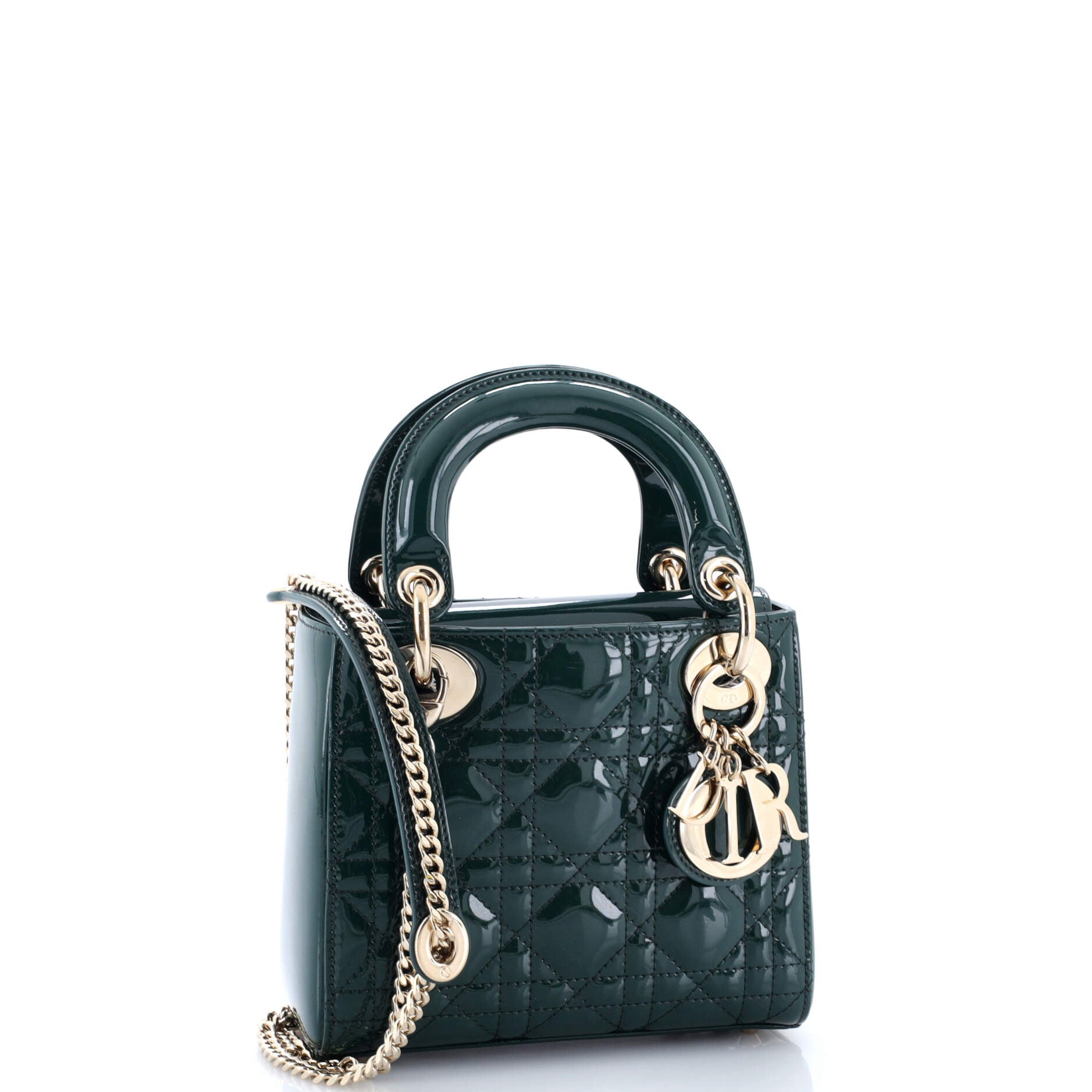 Lady Dior Chain Bag Cannage Quilt Patent Mini