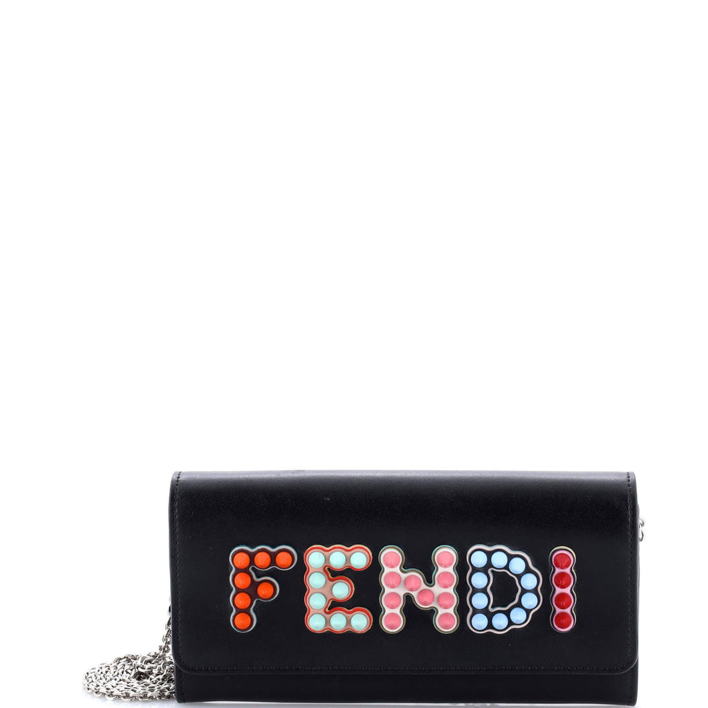 Logo Continental Wallet on Chain Studded Leather
