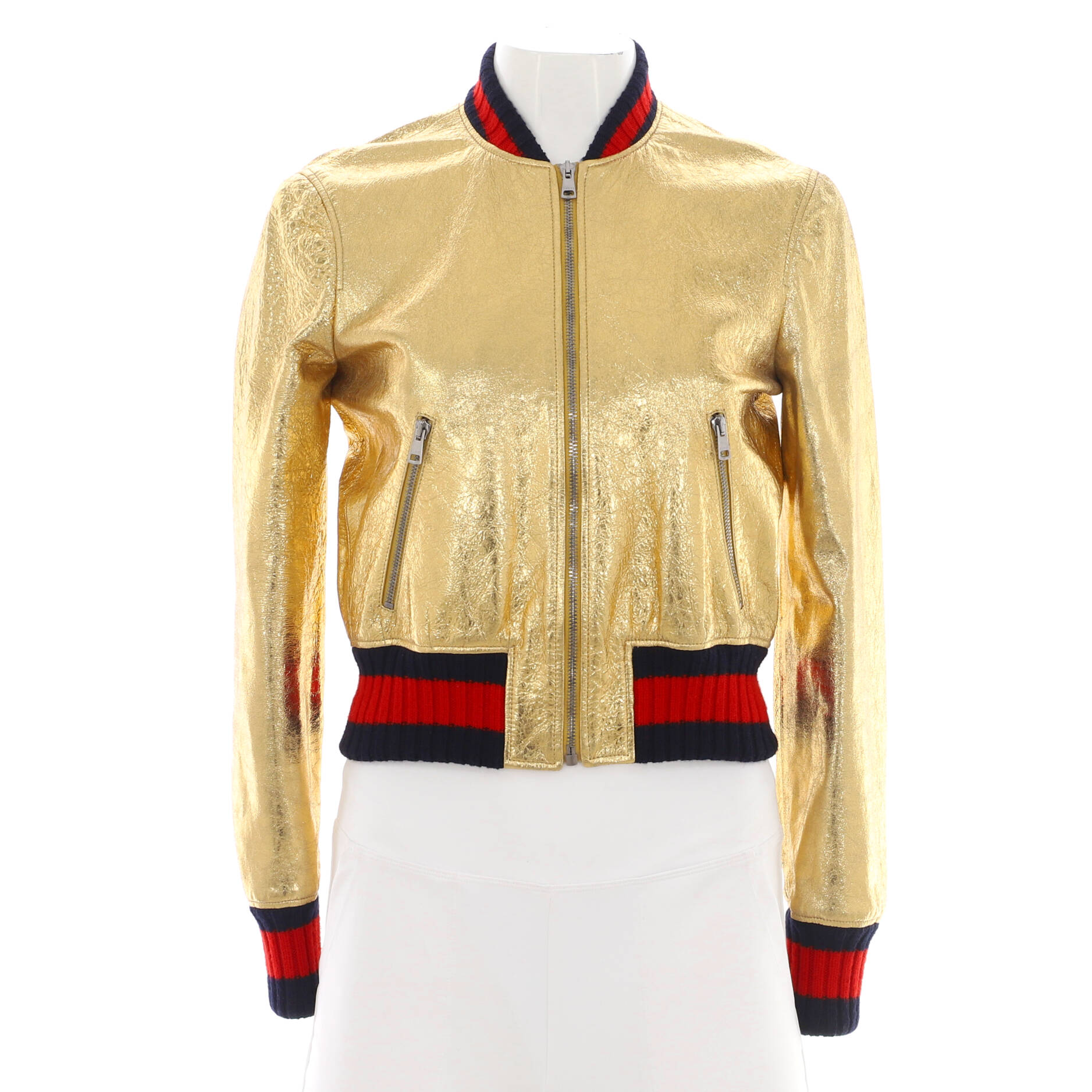 Women's Bomber Jacket Metallic Leather