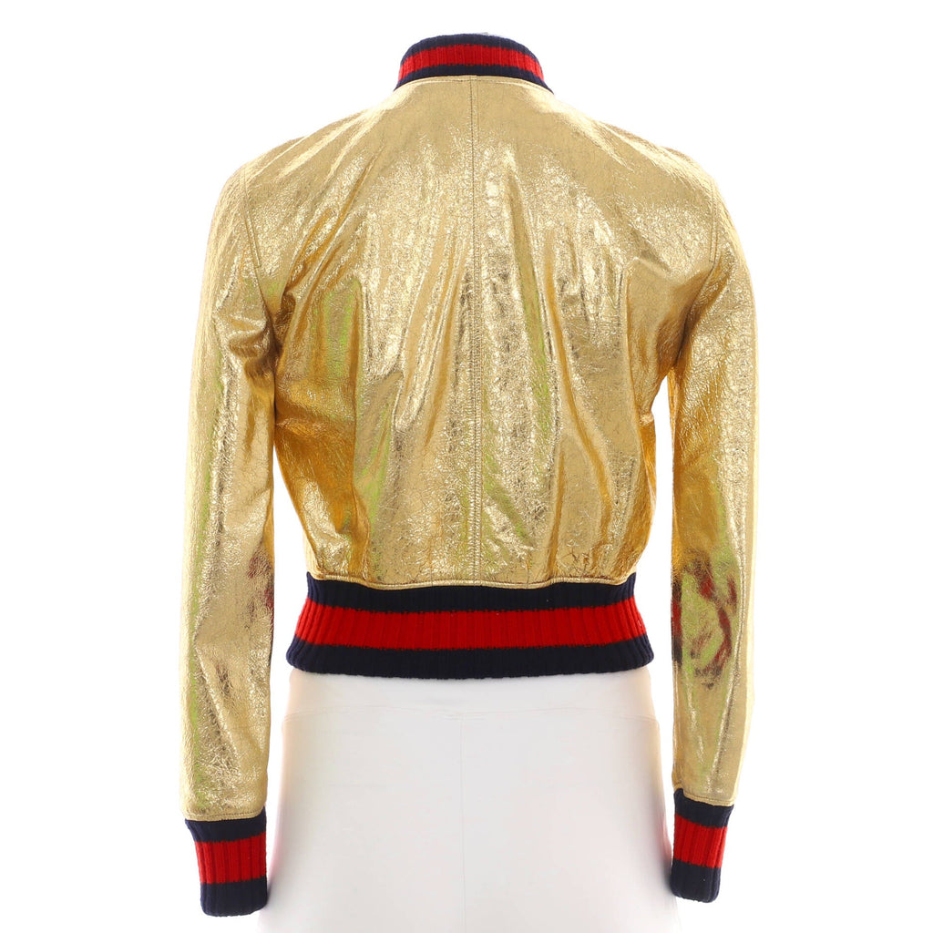 Women's Bomber Jacket Metallic Leather
