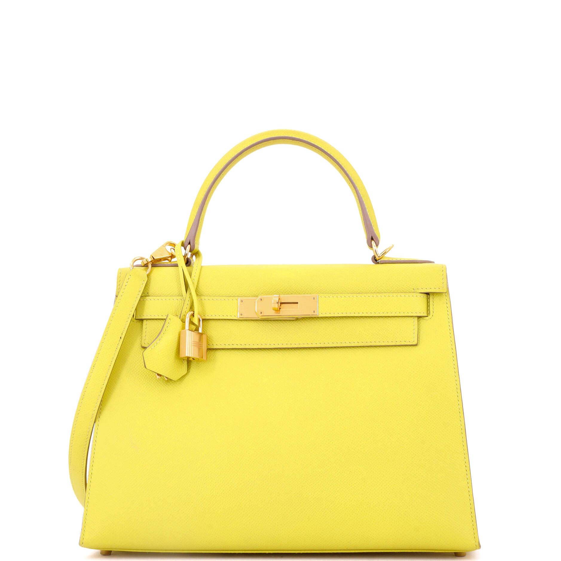 Kelly Handbag Lime Epsom with Gold Hardware 28