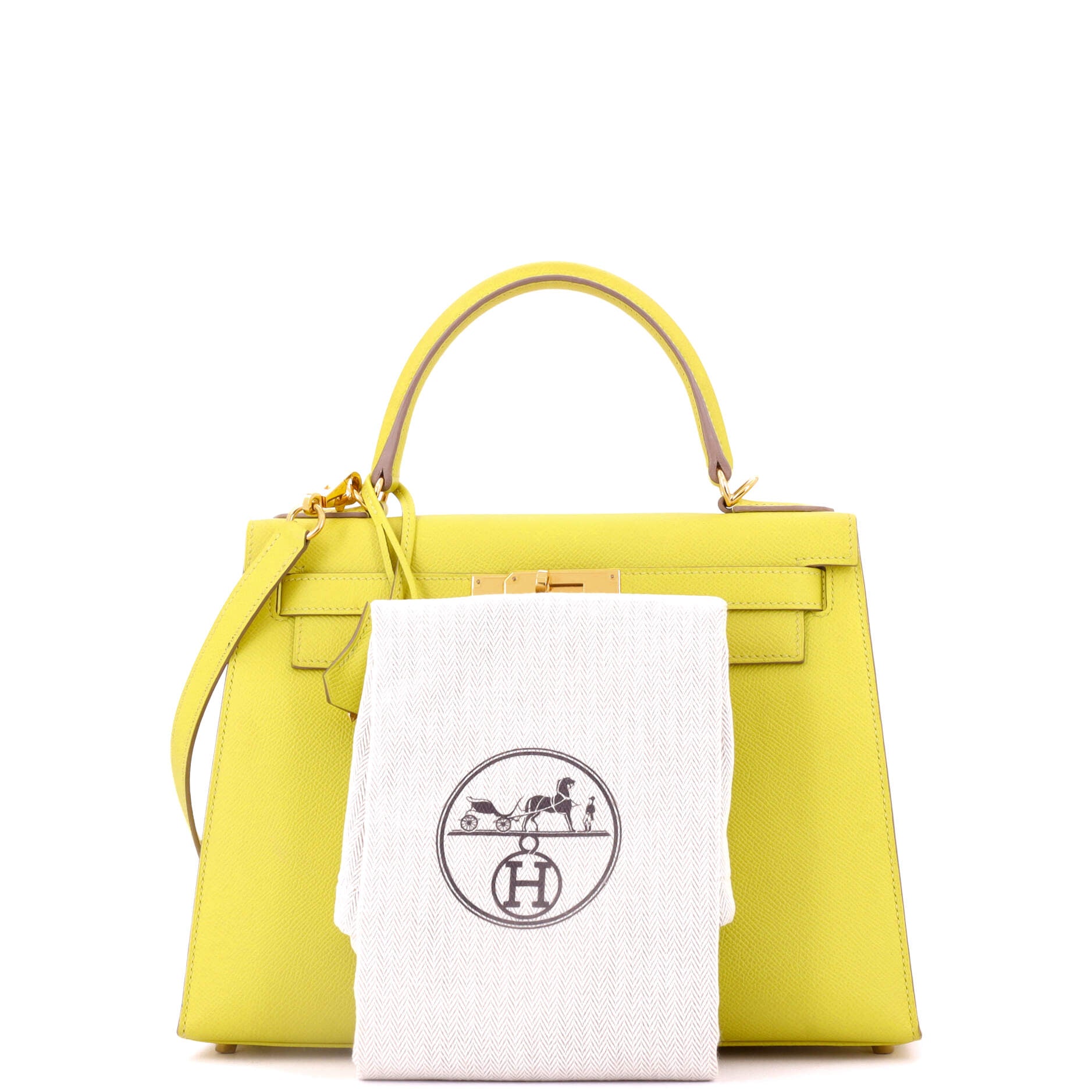 Kelly Handbag Lime Epsom with Gold Hardware 28