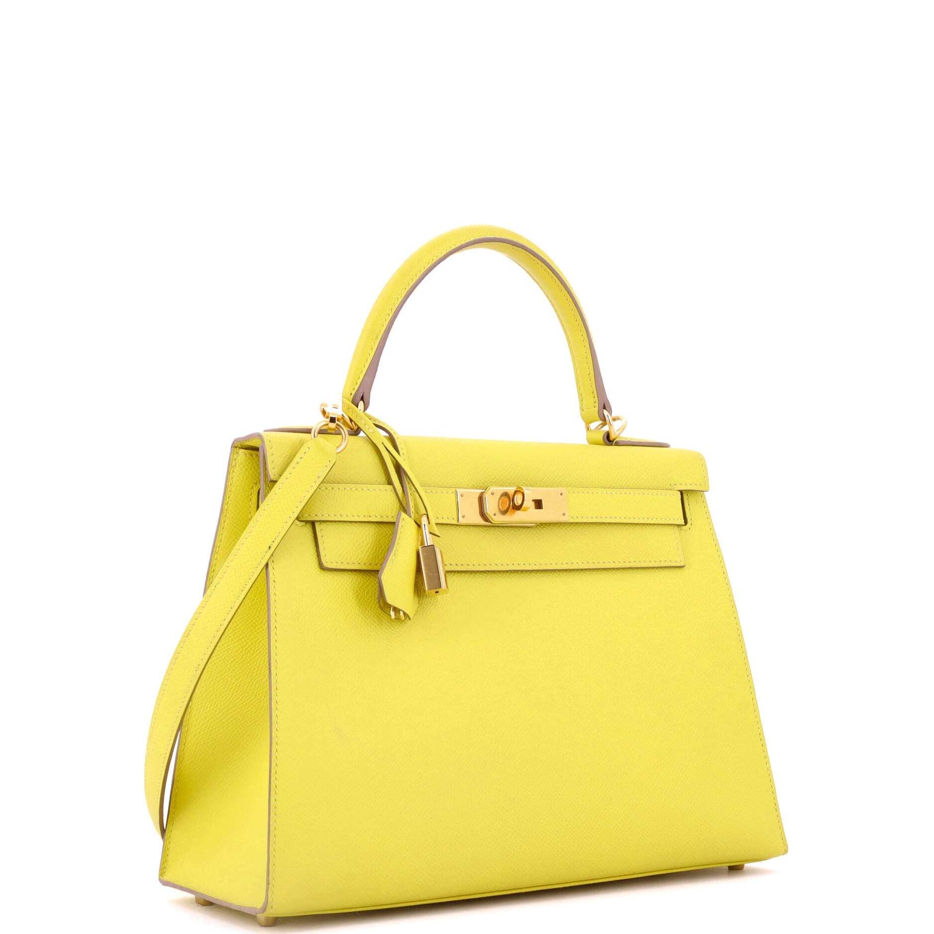 Kelly Handbag Lime Epsom with Gold Hardware 28