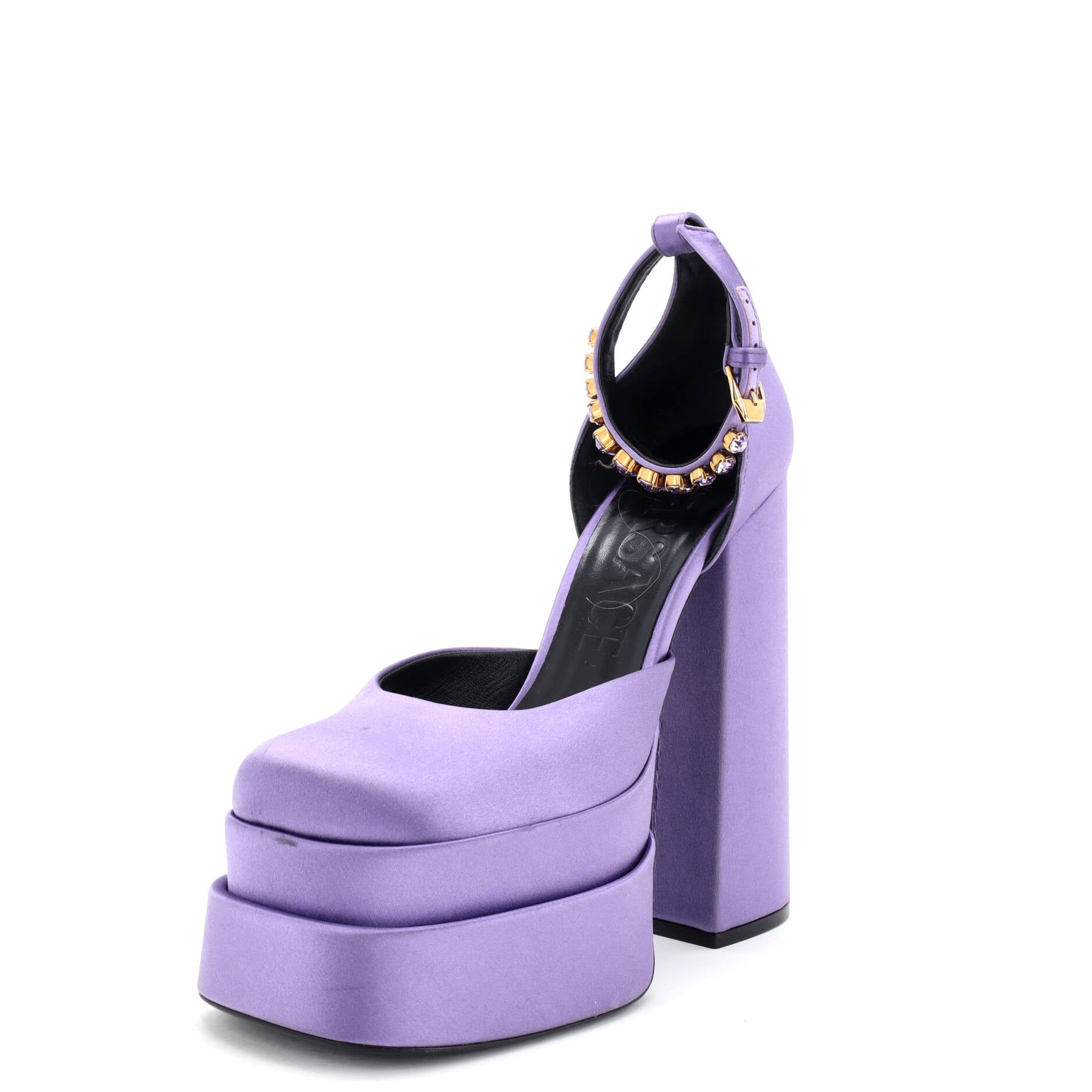 Women's Medusa Aevitas Platform Sandals Crystal Embellished Satin