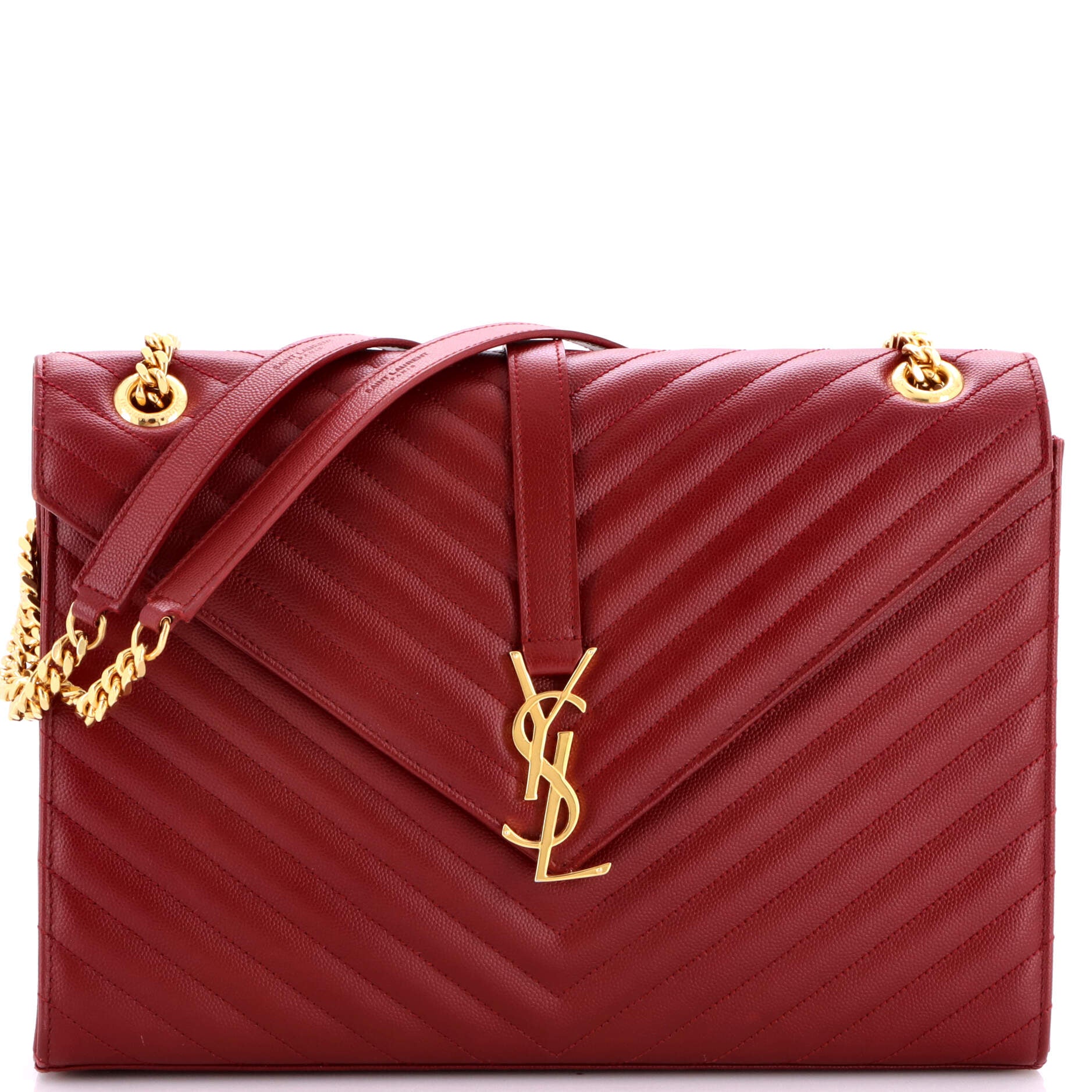 Classic Monogram Envelope Satchel Matelasse Chevron Leather Large