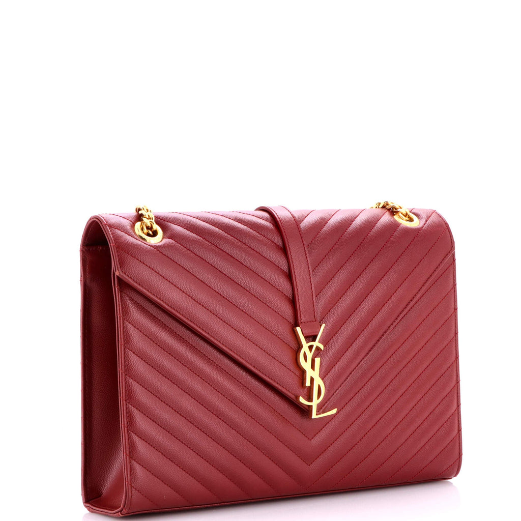 Classic Monogram Envelope Satchel Matelasse Chevron Leather Large