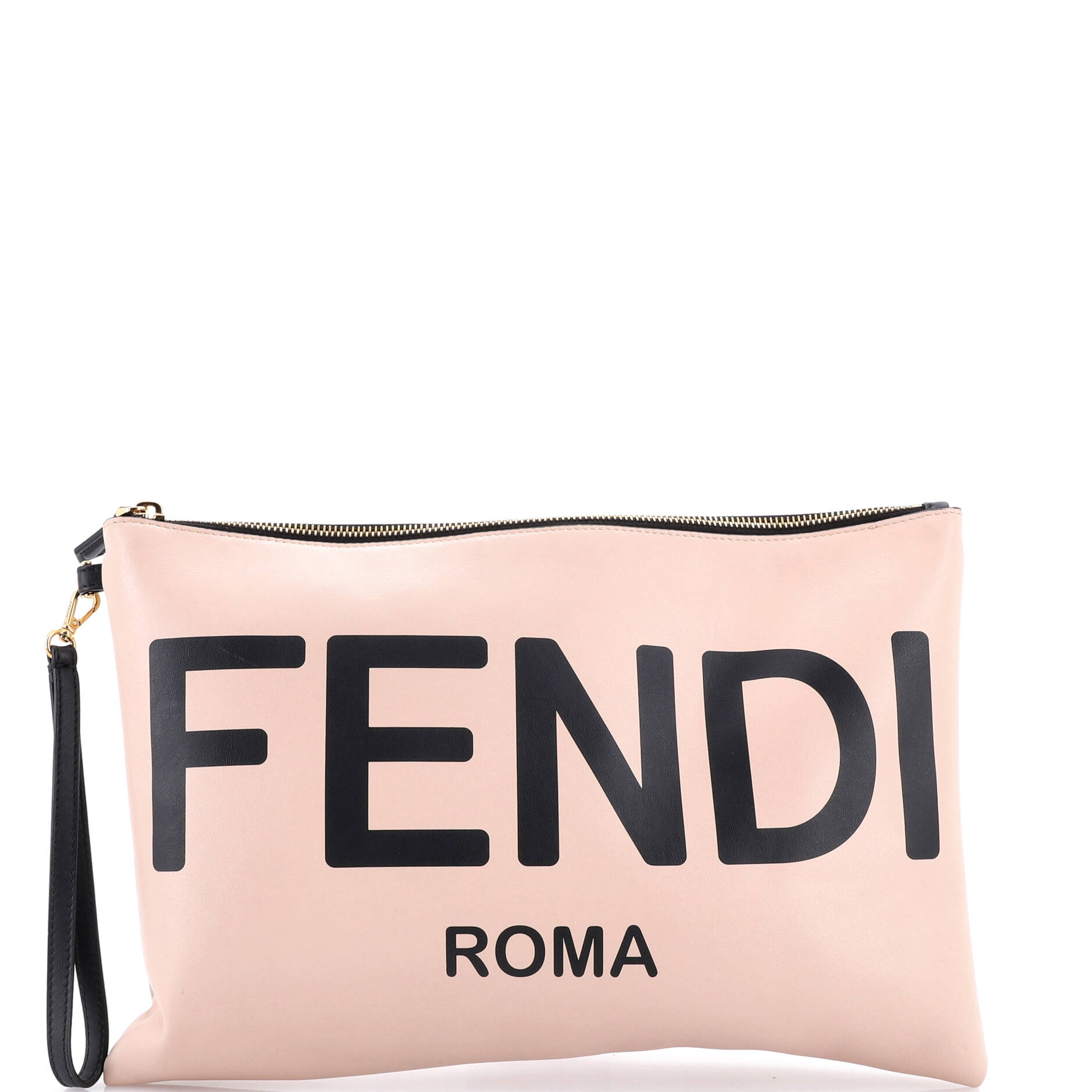 Logo Wristlet Clutch Printed Leather Large