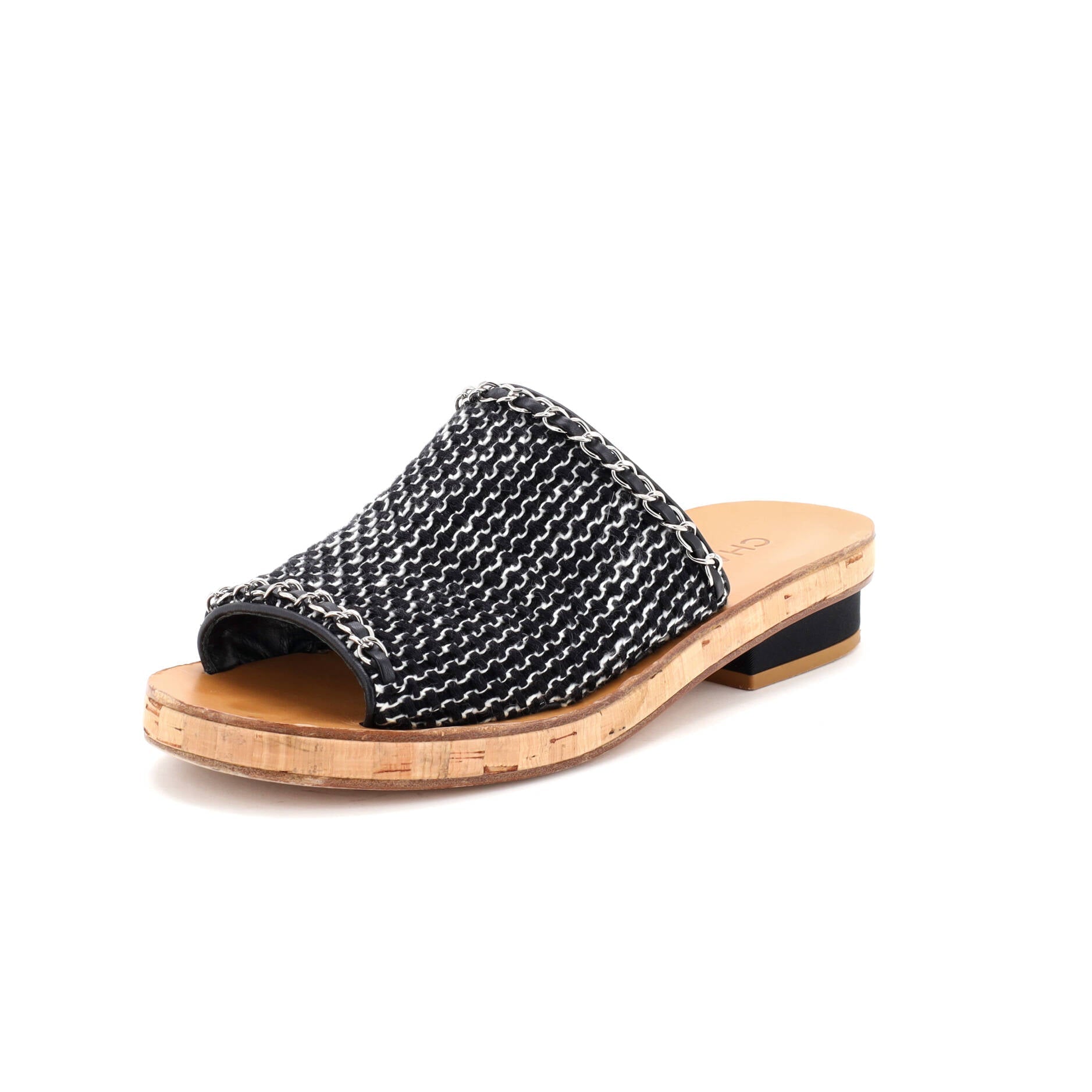 Women's CC Chain Slide Platfom Sandals Tweed