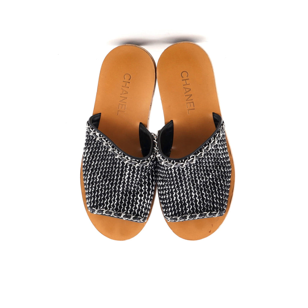 Women's CC Chain Slide Platfom Sandals Tweed