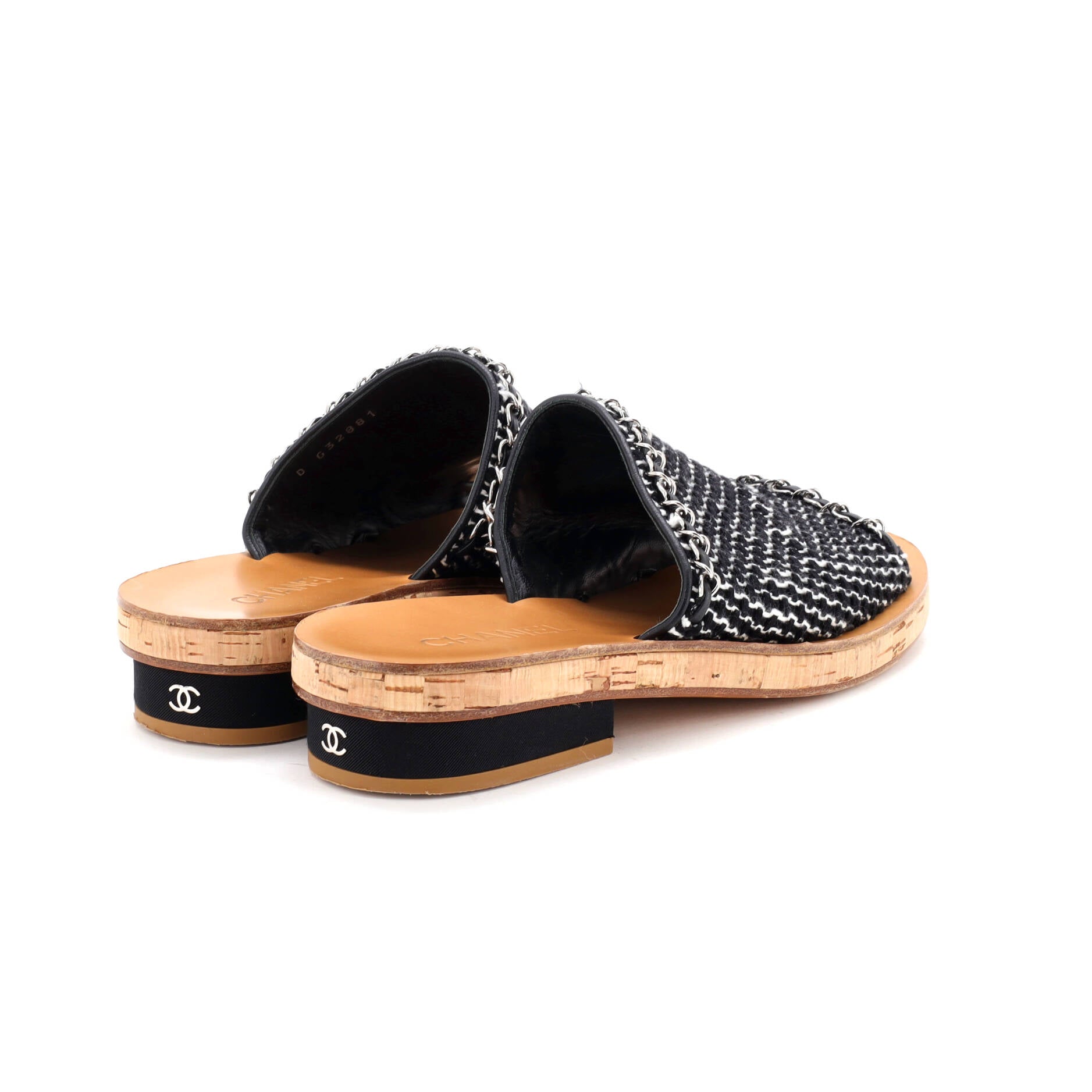 Women's CC Chain Slide Platfom Sandals Tweed