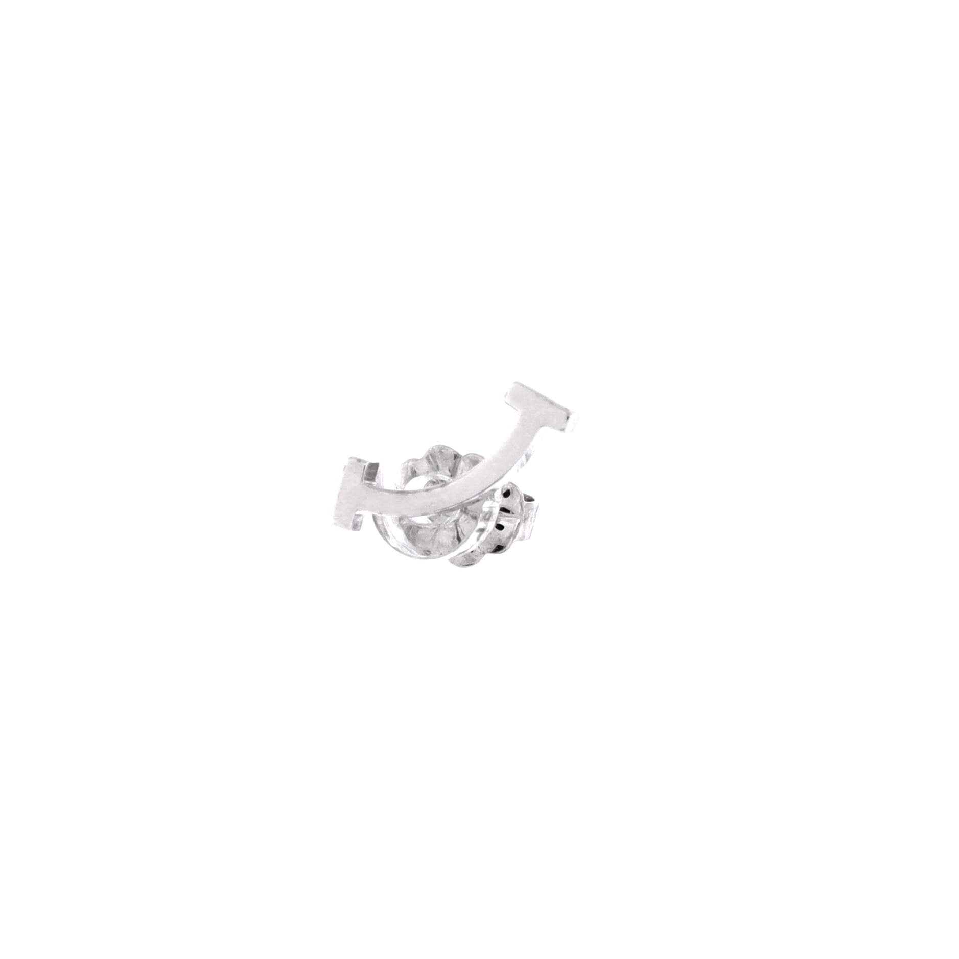 T Smile Stud Earrings 18K White Gold