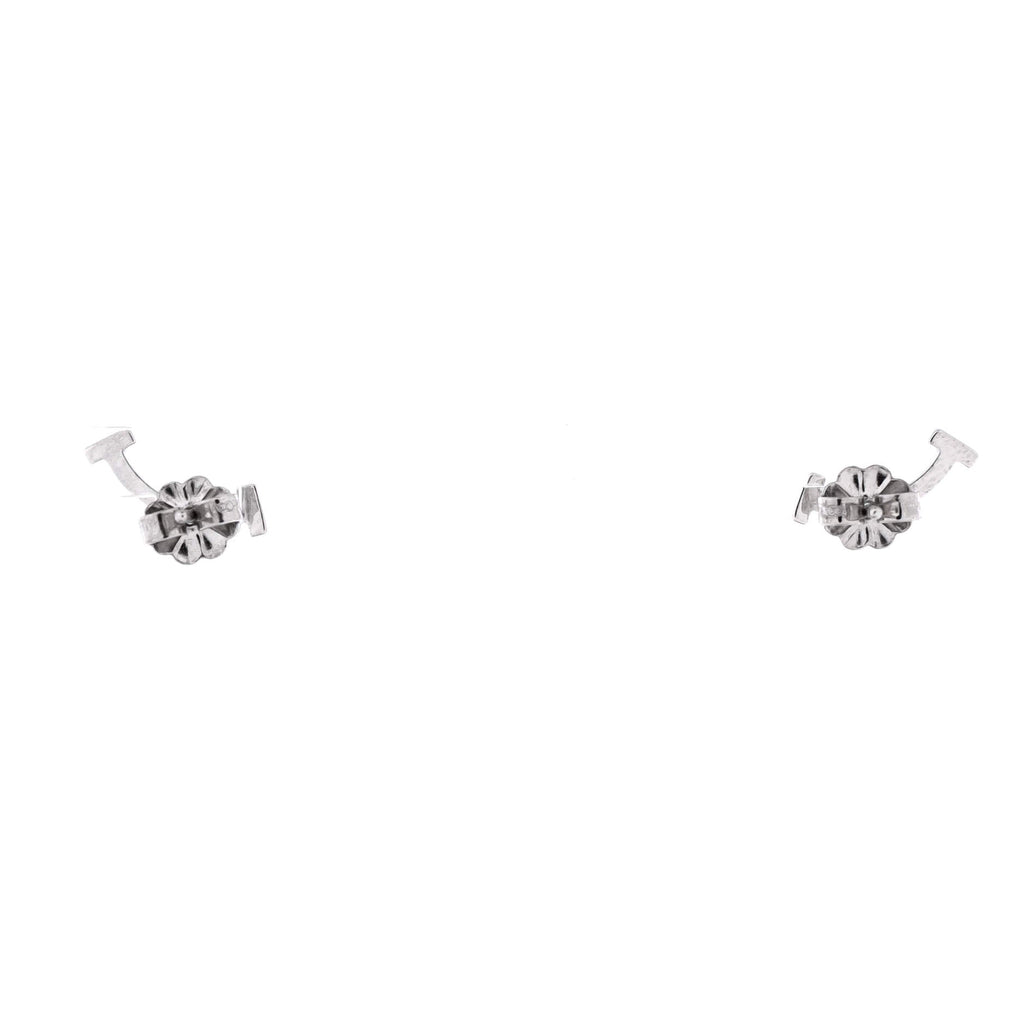T Smile Stud Earrings 18K White Gold