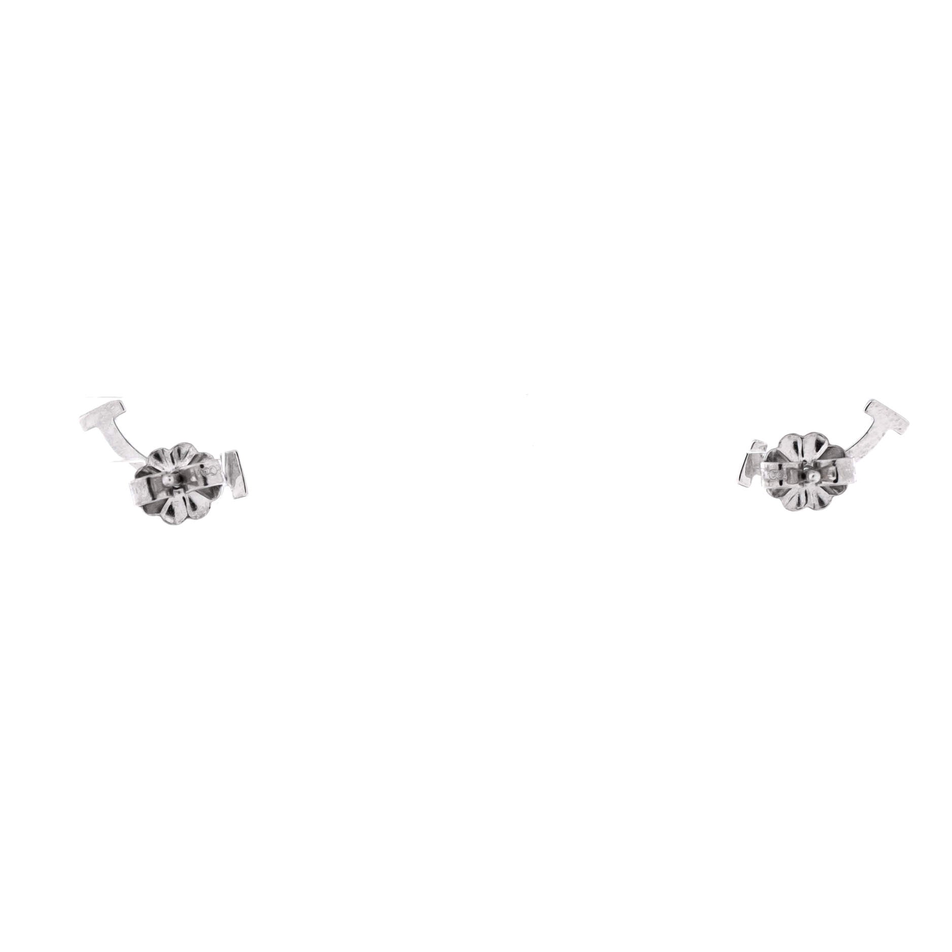 T Smile Stud Earrings 18K White Gold