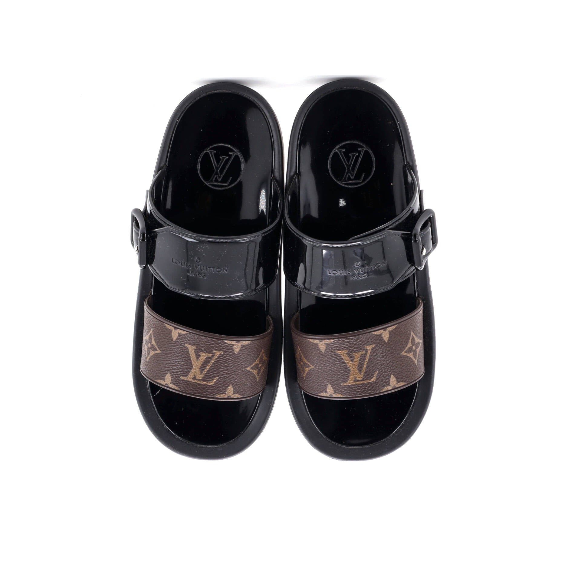 Women's Sunbath Flat Mule Sandals Monogram Canvas and Rubber