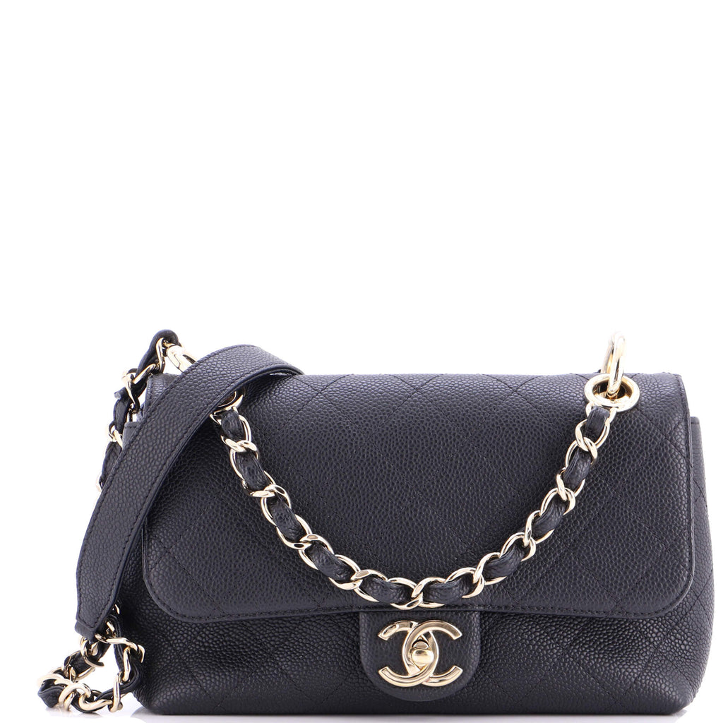 City Walk Flap Bag Quilted Caviar Small