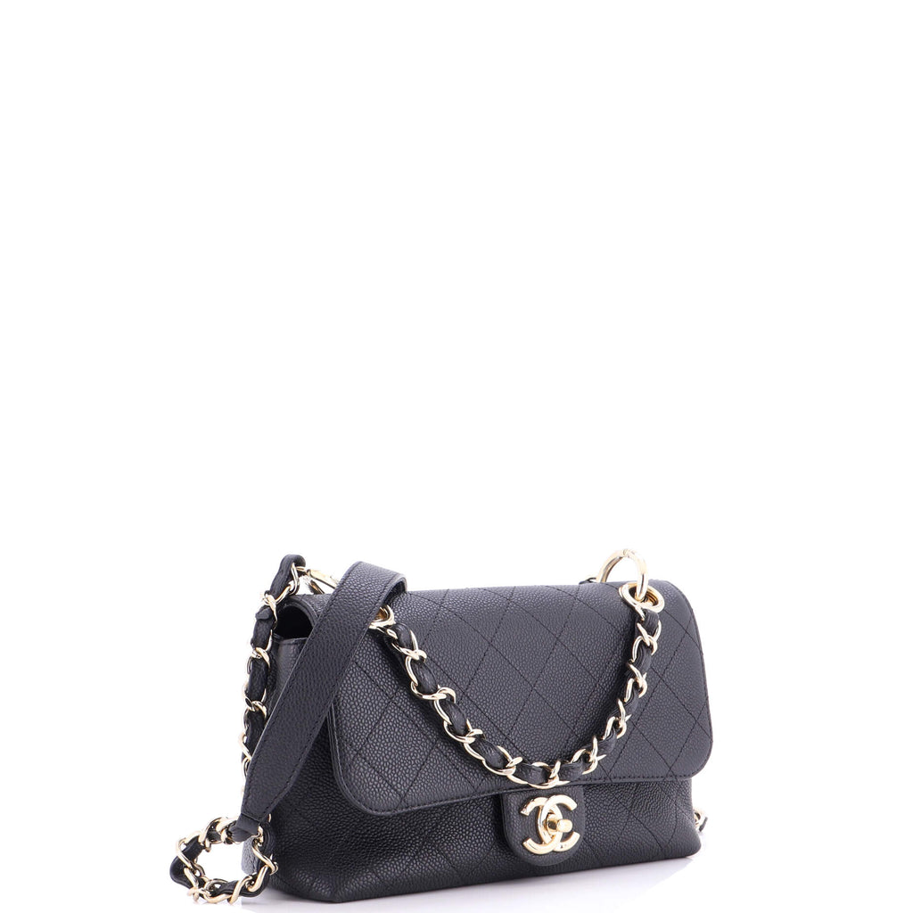 City Walk Flap Bag Quilted Caviar Small