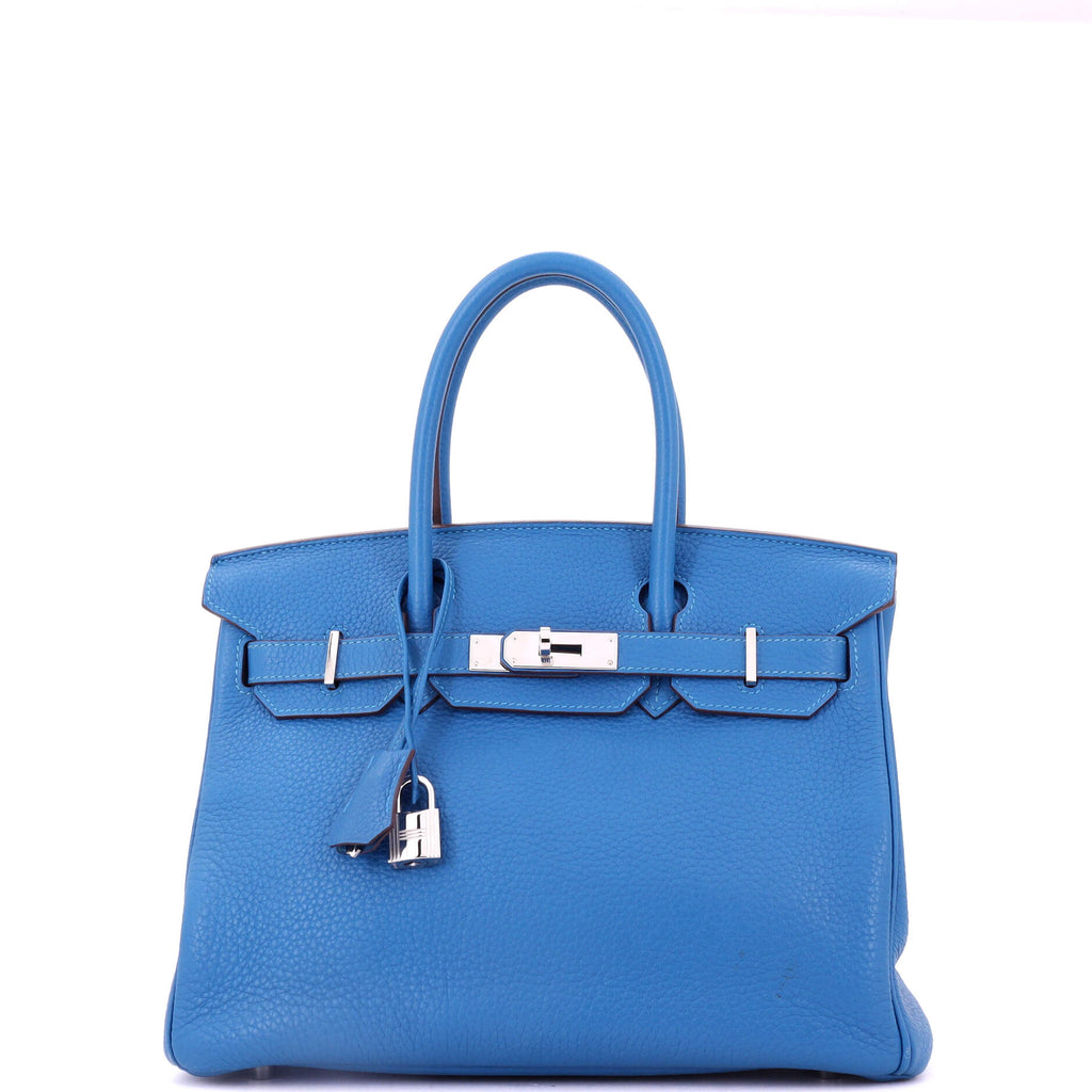 Birkin Handbag Mykonos Clemence with Palladium Hardware 30