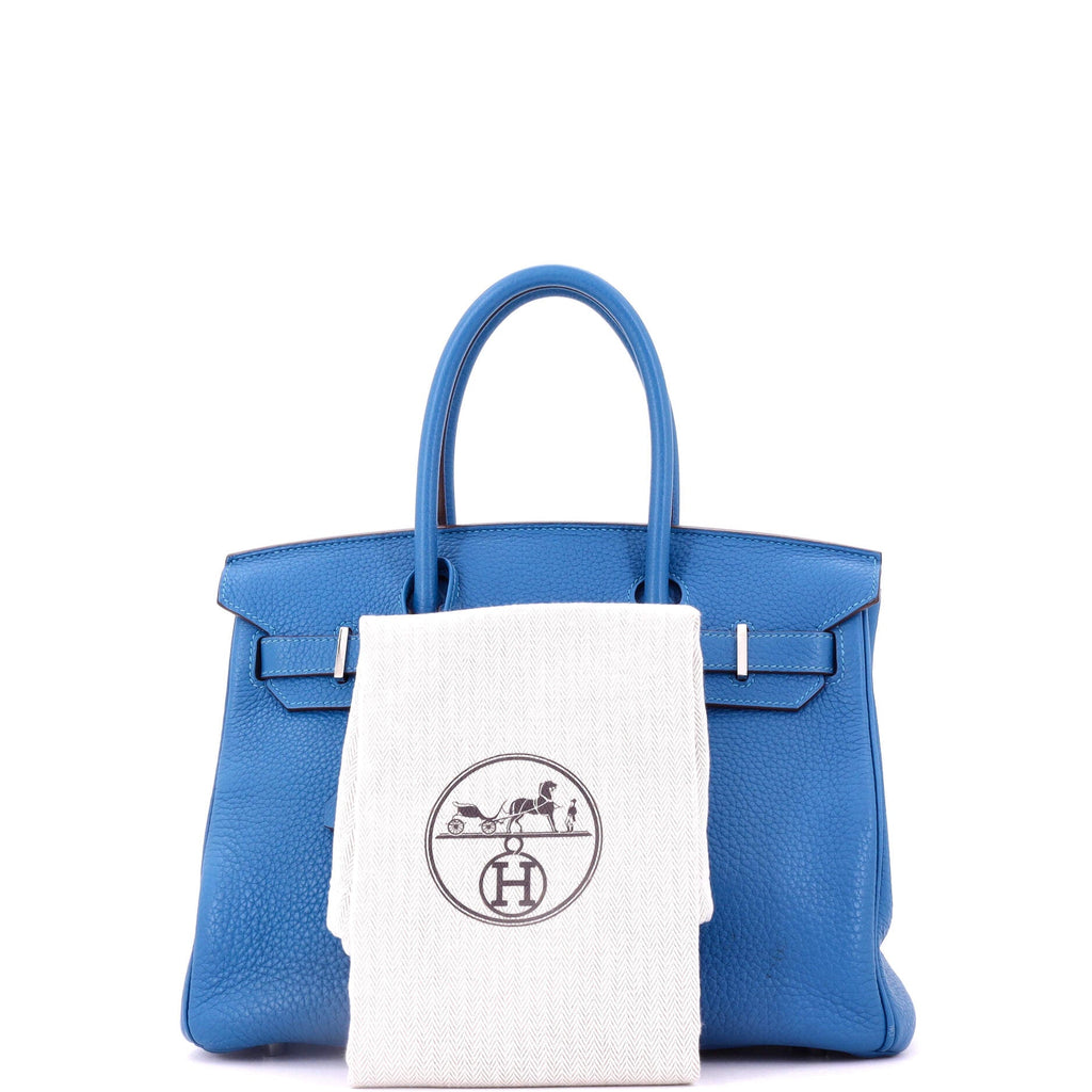 Birkin Handbag Mykonos Clemence with Palladium Hardware 30