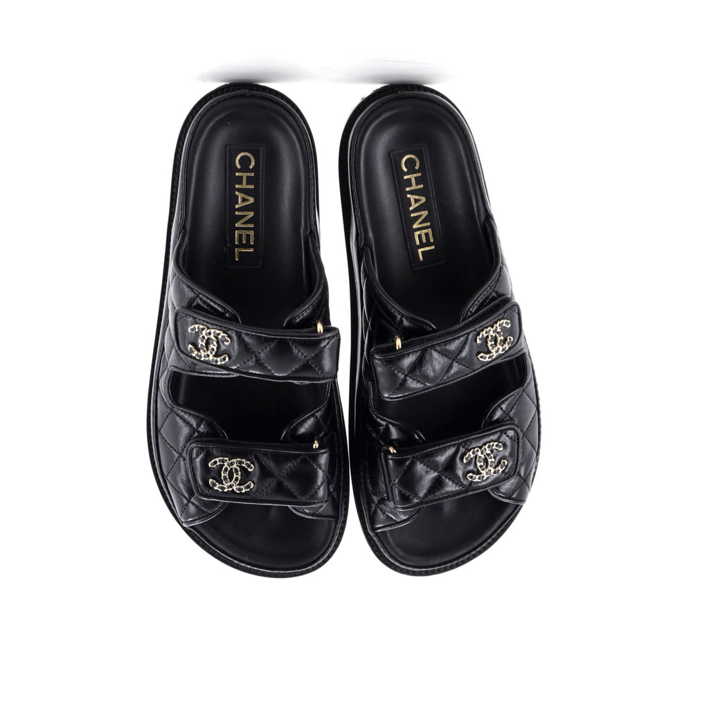 Women's Velcro Open Back Dad Sandals Quilted Leather