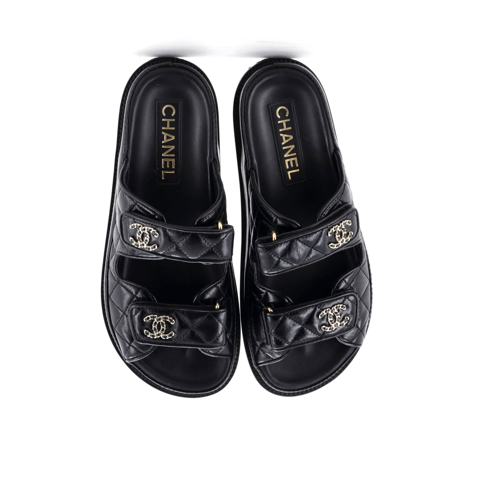 Women's Velcro Open Back Dad Sandals Quilted Leather
