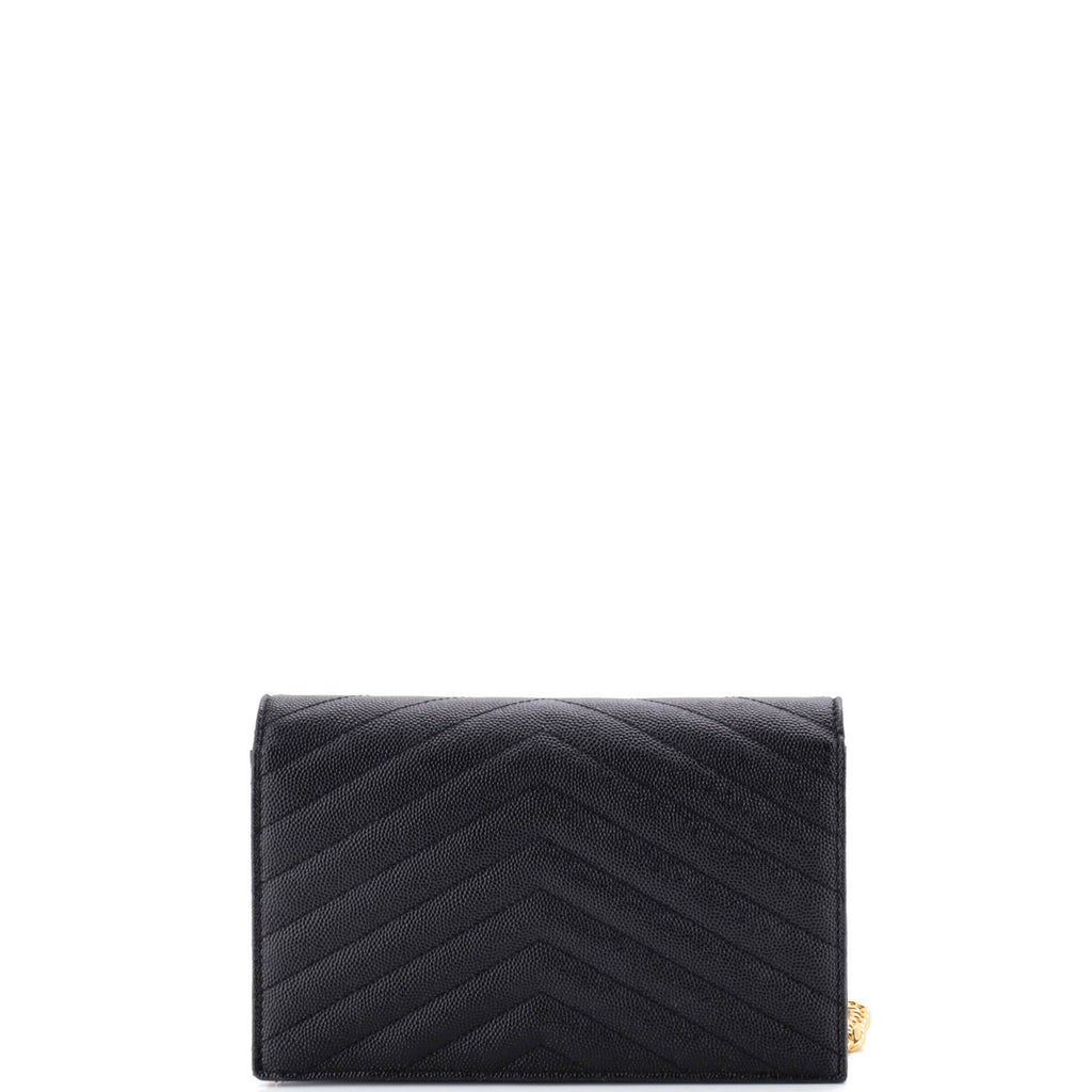 Classic Monogram Wallet on Chain Matelasse Chevron Leather Small
