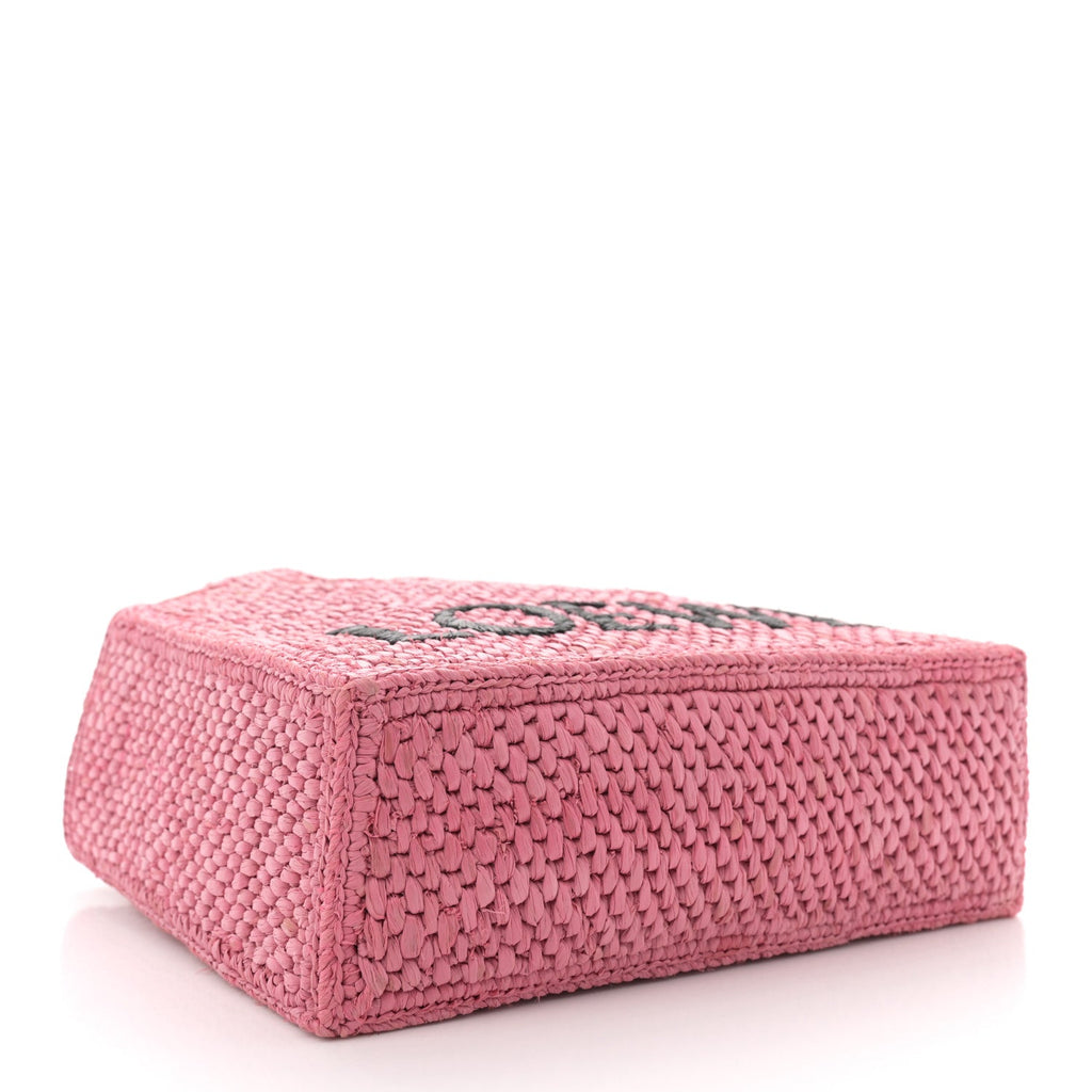 X PAULA'S IBIZA Raffia Font Tote Sunset Pink