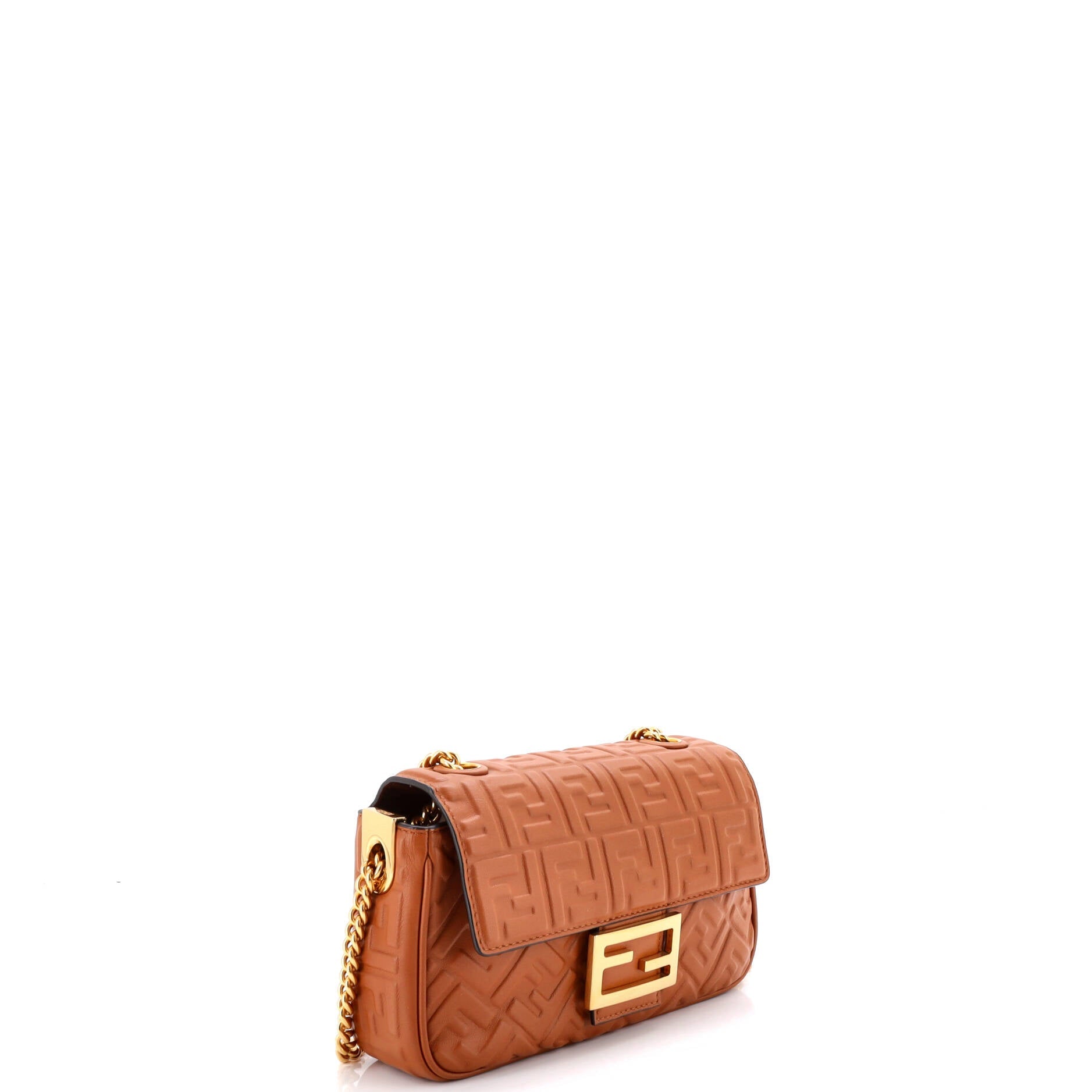 Midi Baguette Chain Bag Zucca Embossed Leather Medium