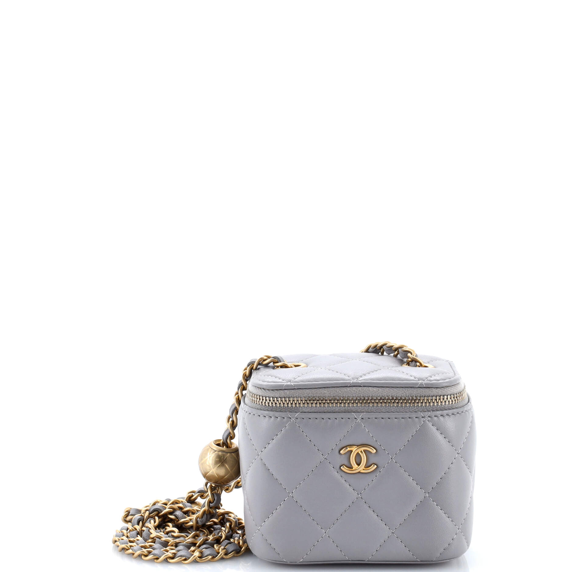 Pearl Crush Vanity Case with Chain Quilted Lambskin Mini