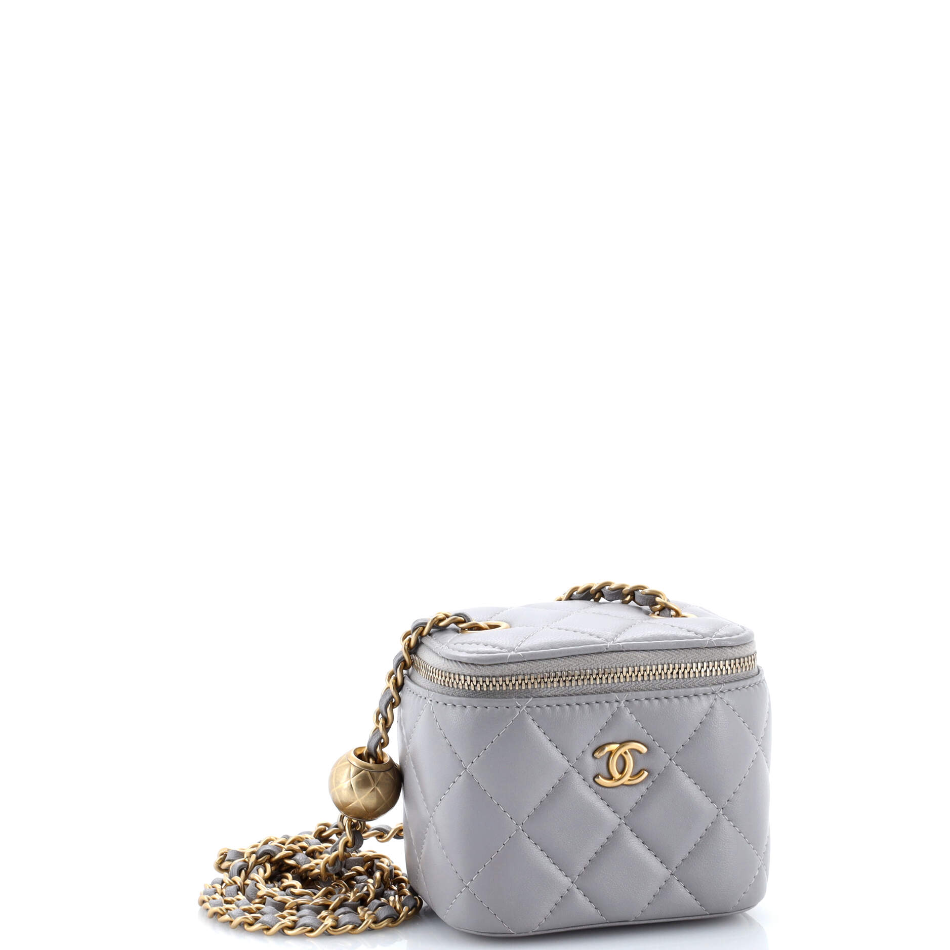 Pearl Crush Vanity Case with Chain Quilted Lambskin Mini