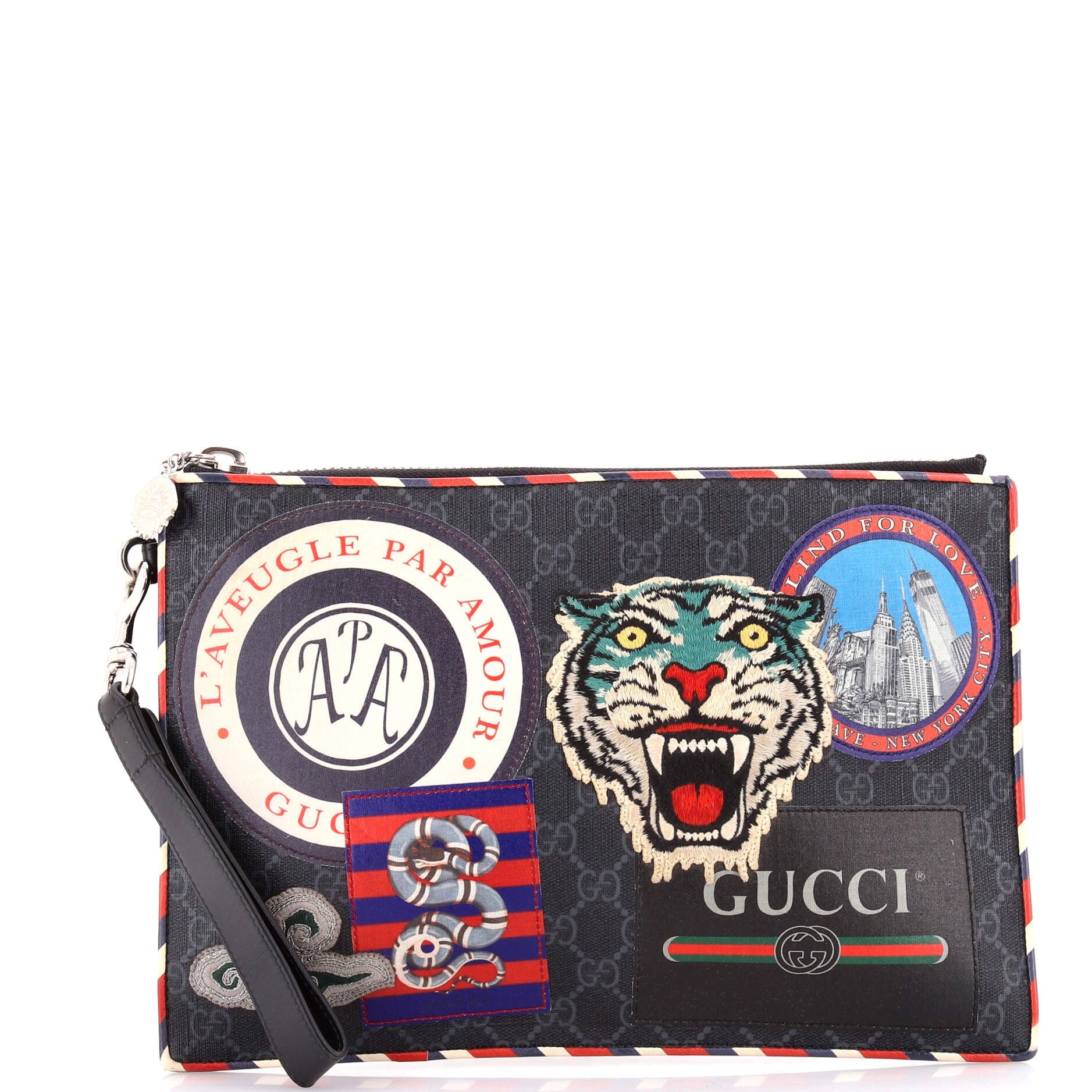 Night Courrier Pouch GG Coated Canvas with Applique