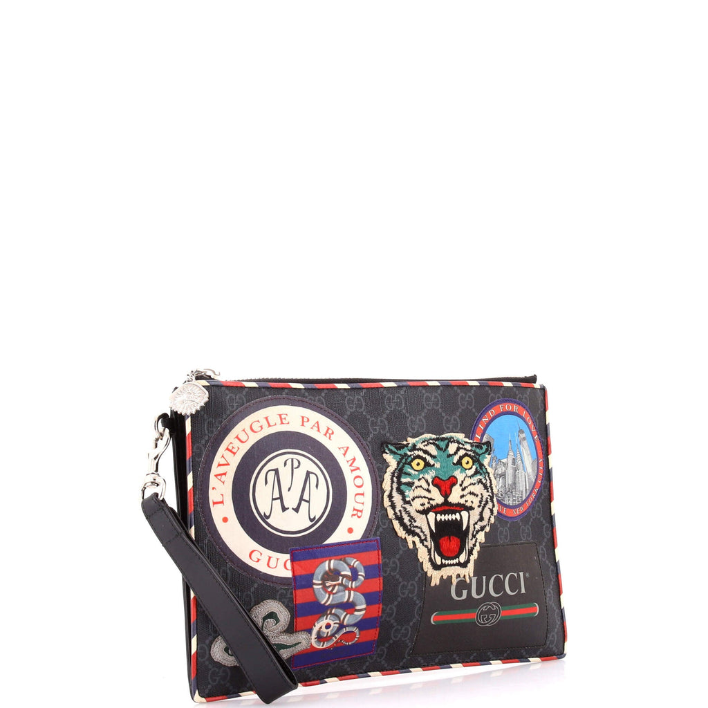 Night Courrier Pouch GG Coated Canvas with Applique