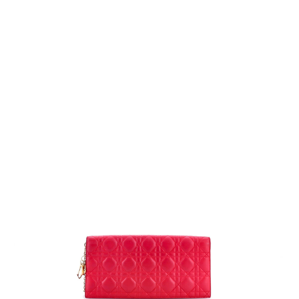 Lady Dior Convertible Chain Clutch Cannage Quilt Leather Long
