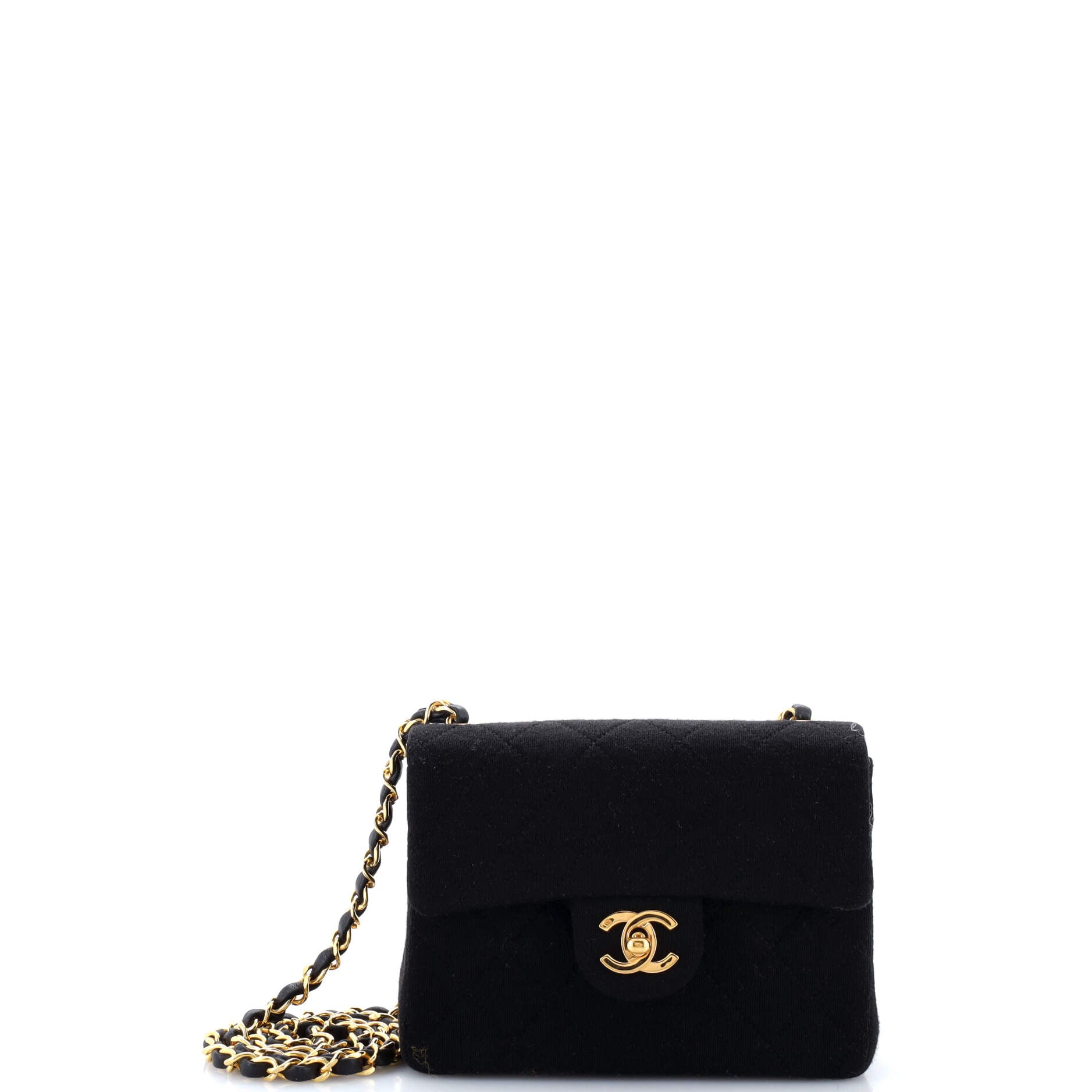 Vintage Square Classic Single Flap Bag Quilted Jersey Mini