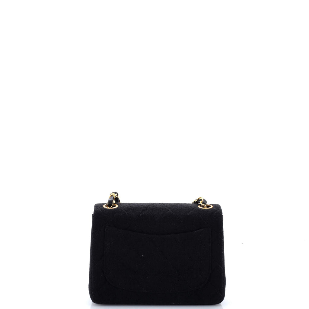 Vintage Square Classic Single Flap Bag Quilted Jersey Mini