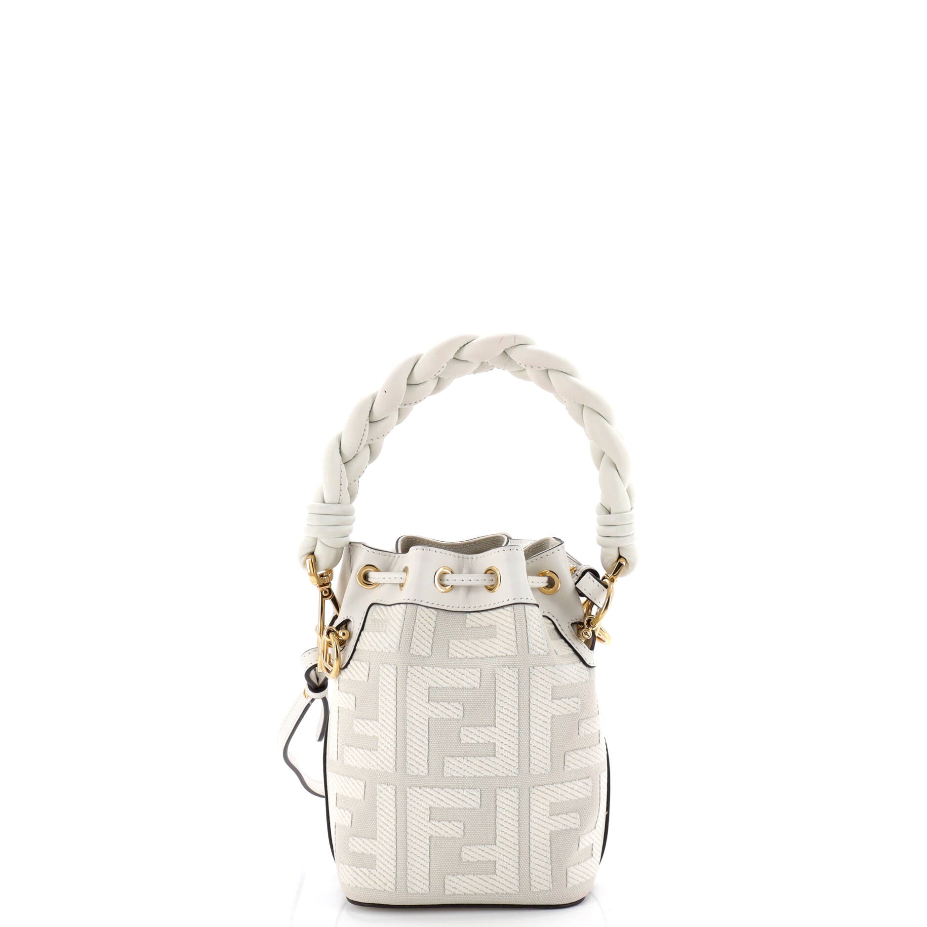 Woven Handle Mon Tresor Bucket Bag Zucca Embroidered Canvas Mini