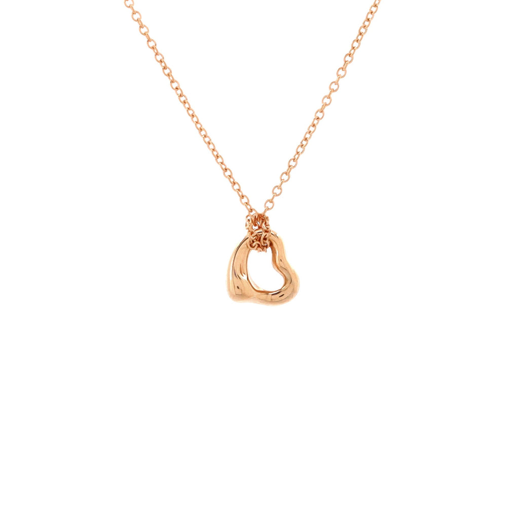 Elsa Peretti Open Heart Pendant Necklace 18K Rose Gold 7mm